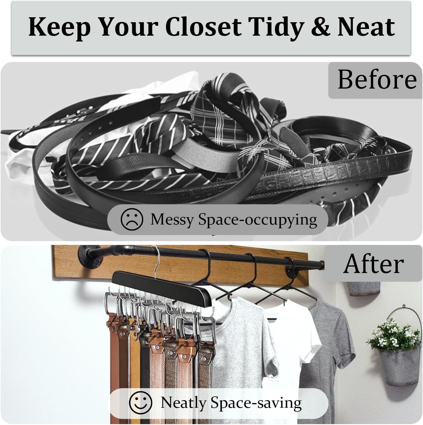 Belt Hanger Belt Organizer Tie Rack Tank Top Bra Hanger Tie Hanger Bra Organizer for Closet with 14 Hooks,Upgraded 360°Rotating,Space Saver for Underwear & Tie Storage 1pcs - Image 4