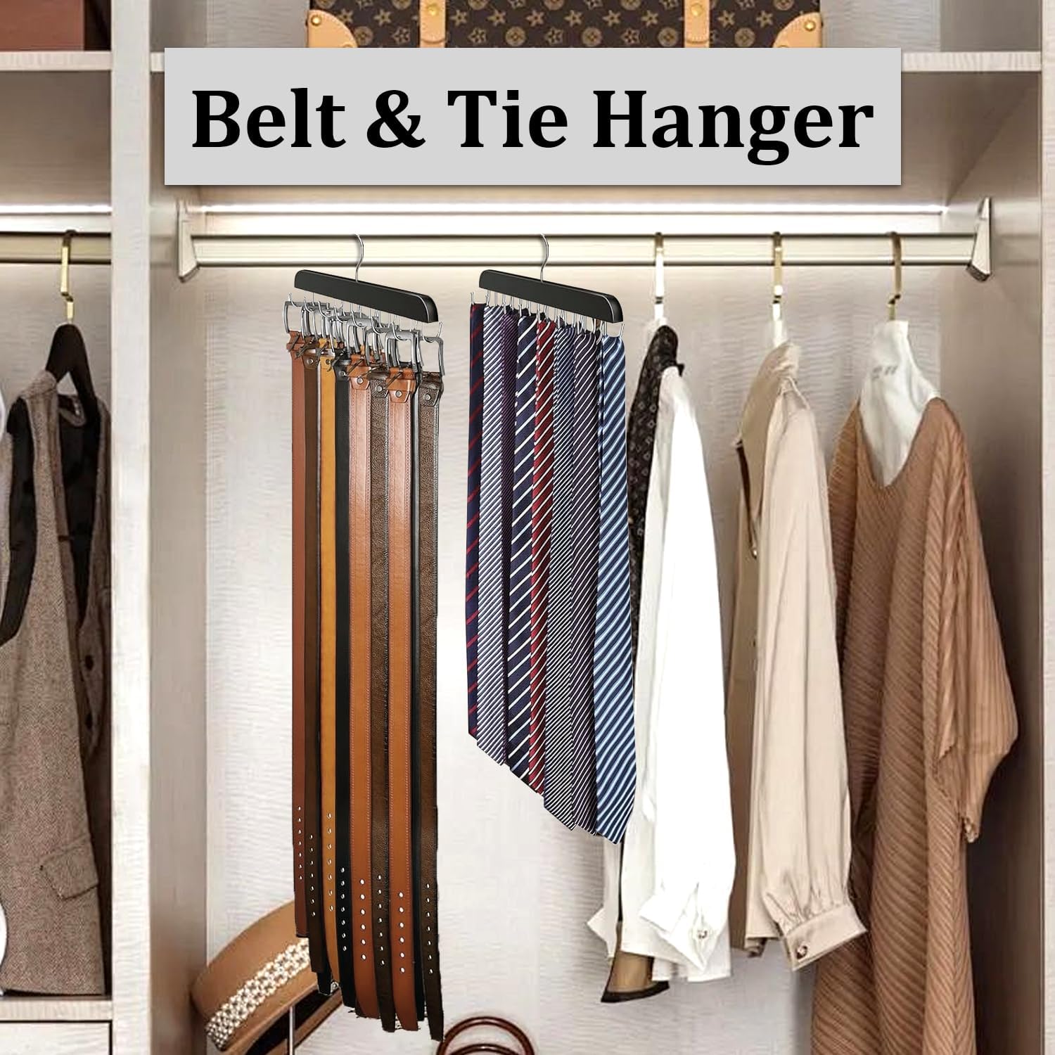 Belt Hanger Belt Organizer Tie Rack Tank Top Bra Hanger Tie Hanger Bra Organizer for Closet with 14 Hooks,Upgraded 360°Rotating,Space Saver for Underwear & Tie Storage 1pcs - Image 6