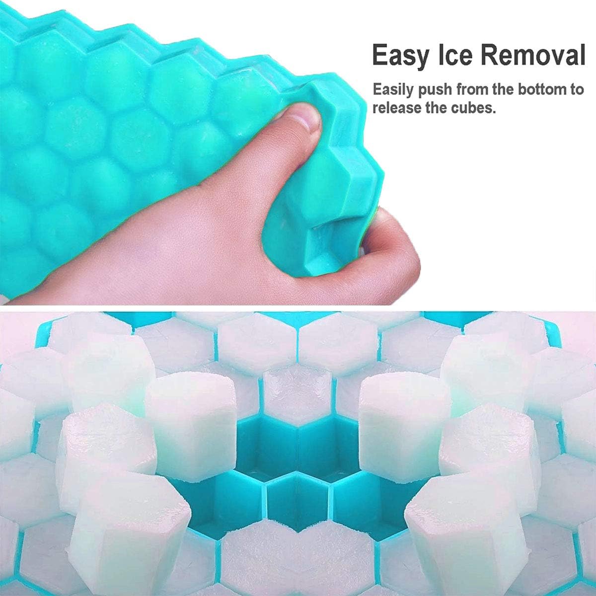 Ice Cube Tray with Lid, 2 Pack Ice Cube Trays for Freezer, Silicone Ice Cube Mold with Lid-37 Grid,Easy-Release Reusable 74 PCS Small Ice Cubes for Iced Coffee Cocktail Whisky Chocolate BPA Free - Image 3