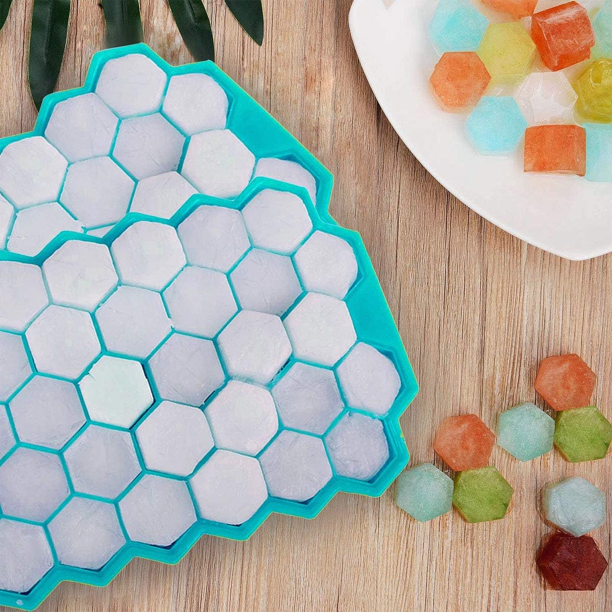 Ice Cube Tray with Lid, 2 Pack Ice Cube Trays for Freezer, Silicone Ice Cube Mold with Lid-37 Grid,Easy-Release Reusable 74 PCS Small Ice Cubes for Iced Coffee Cocktail Whisky Chocolate BPA Free - Image 4