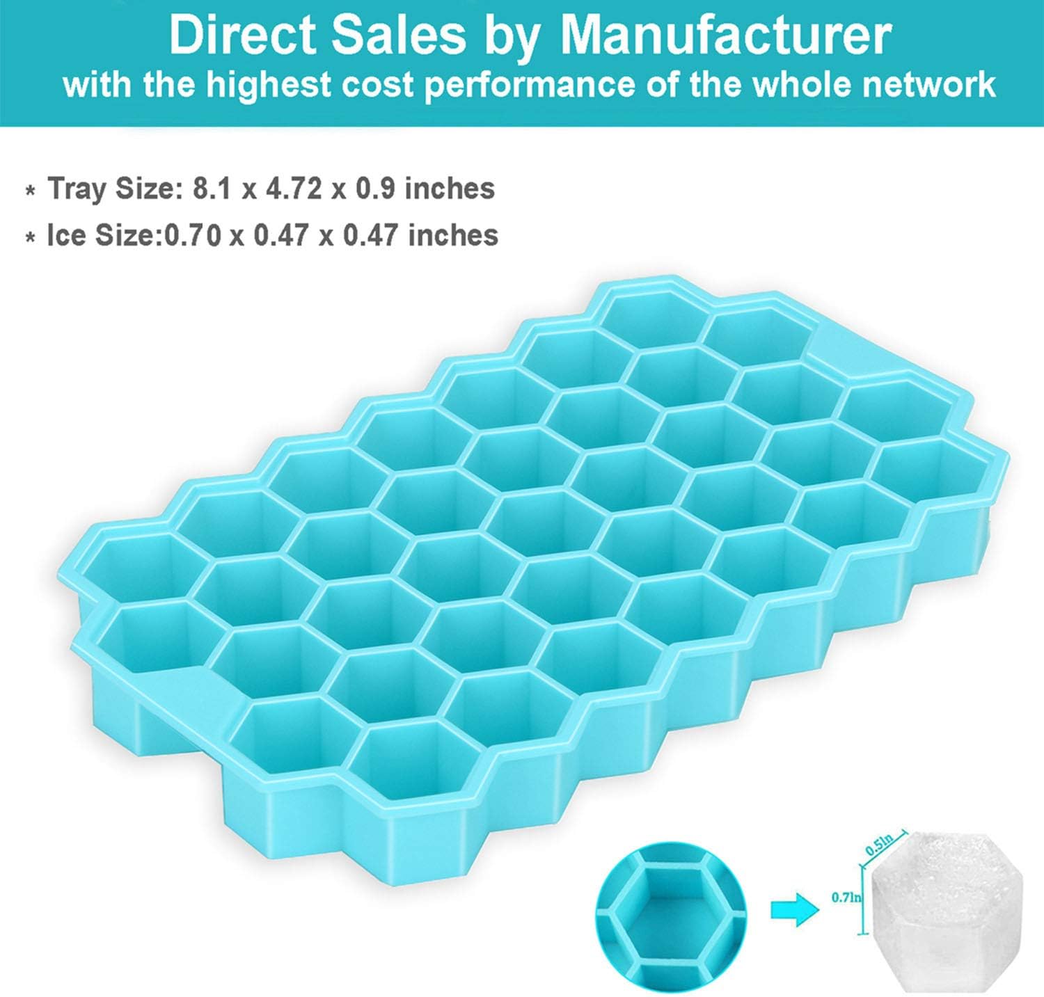Ice Cube Tray with Lid, 2 Pack Ice Cube Trays for Freezer, Silicone Ice Cube Mold with Lid-37 Grid,Easy-Release Reusable 74 PCS Small Ice Cubes for Iced Coffee Cocktail Whisky Chocolate BPA Free - Image 5