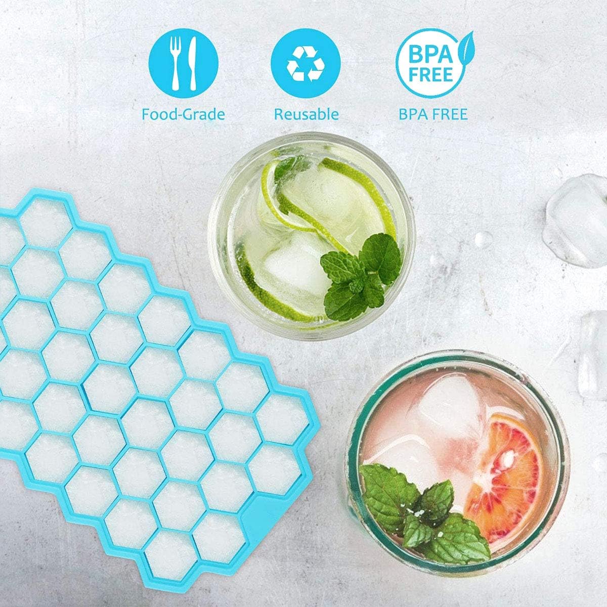 Ice Cube Tray with Lid, 2 Pack Ice Cube Trays for Freezer, Silicone Ice Cube Mold with Lid-37 Grid,Easy-Release Reusable 74 PCS Small Ice Cubes for Iced Coffee Cocktail Whisky Chocolate BPA Free - Image 6
