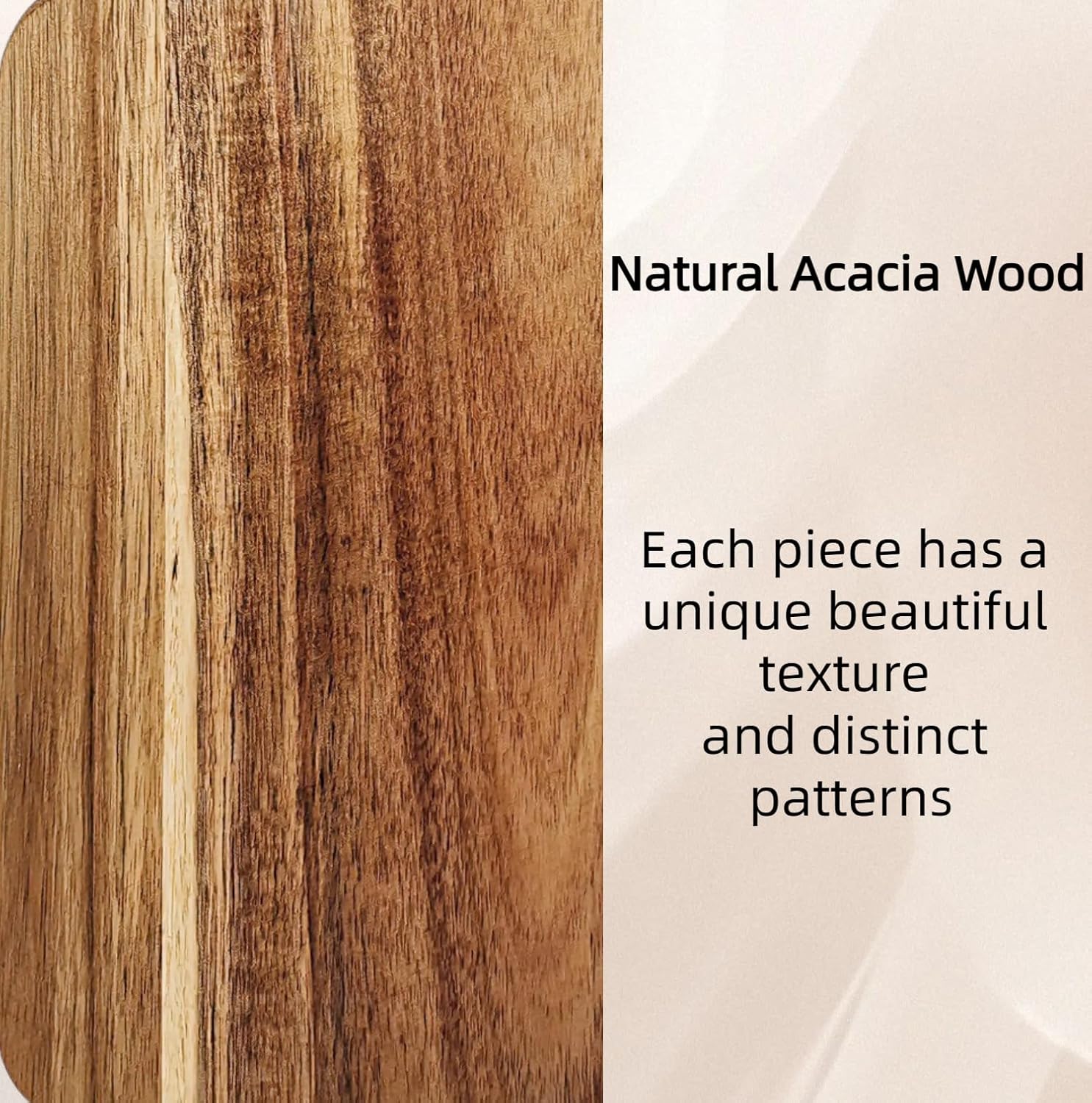 Acacia Wood Cutting Board with Handle, Wooden Cutting Boards, Chopping Board, Charcuterie Board, Serving Board for Cheese, Bread, Pizza, Vegetables & Fruits (1, 13.8''L x 7''W) - Image 5