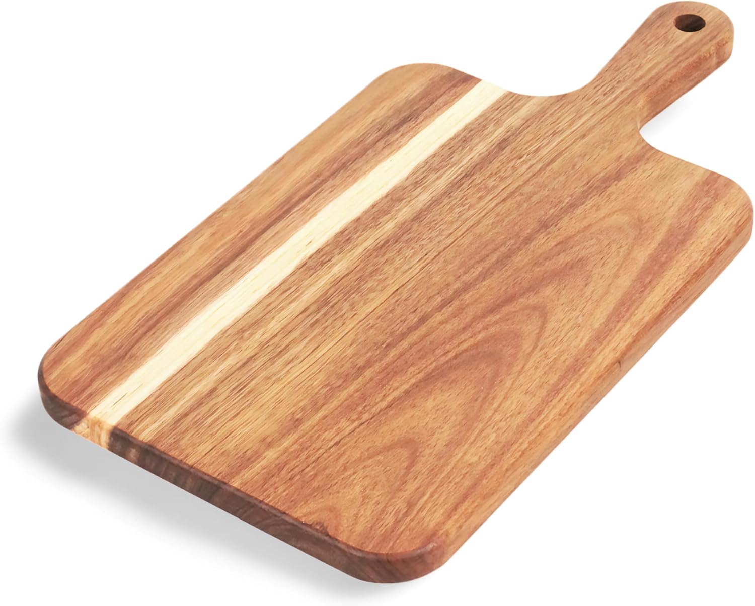 Acacia Wood Cutting Board with Handle, Wooden Cutting Boards, Chopping Board, Charcuterie Board, Serving Board for Cheese, Bread, Pizza, Vegetables & Fruits (1, 13.8''L x 7''W) - Image 8