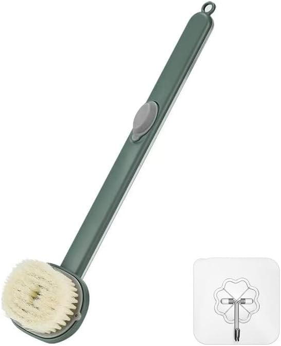 Long Handle Bath Massage Cleaning Brush with Soap Dispenser for Men Women Elderly Body Back Scrubber Storable Wash, Dispenser, (14 inch / 36 cm,Green） - Image 1