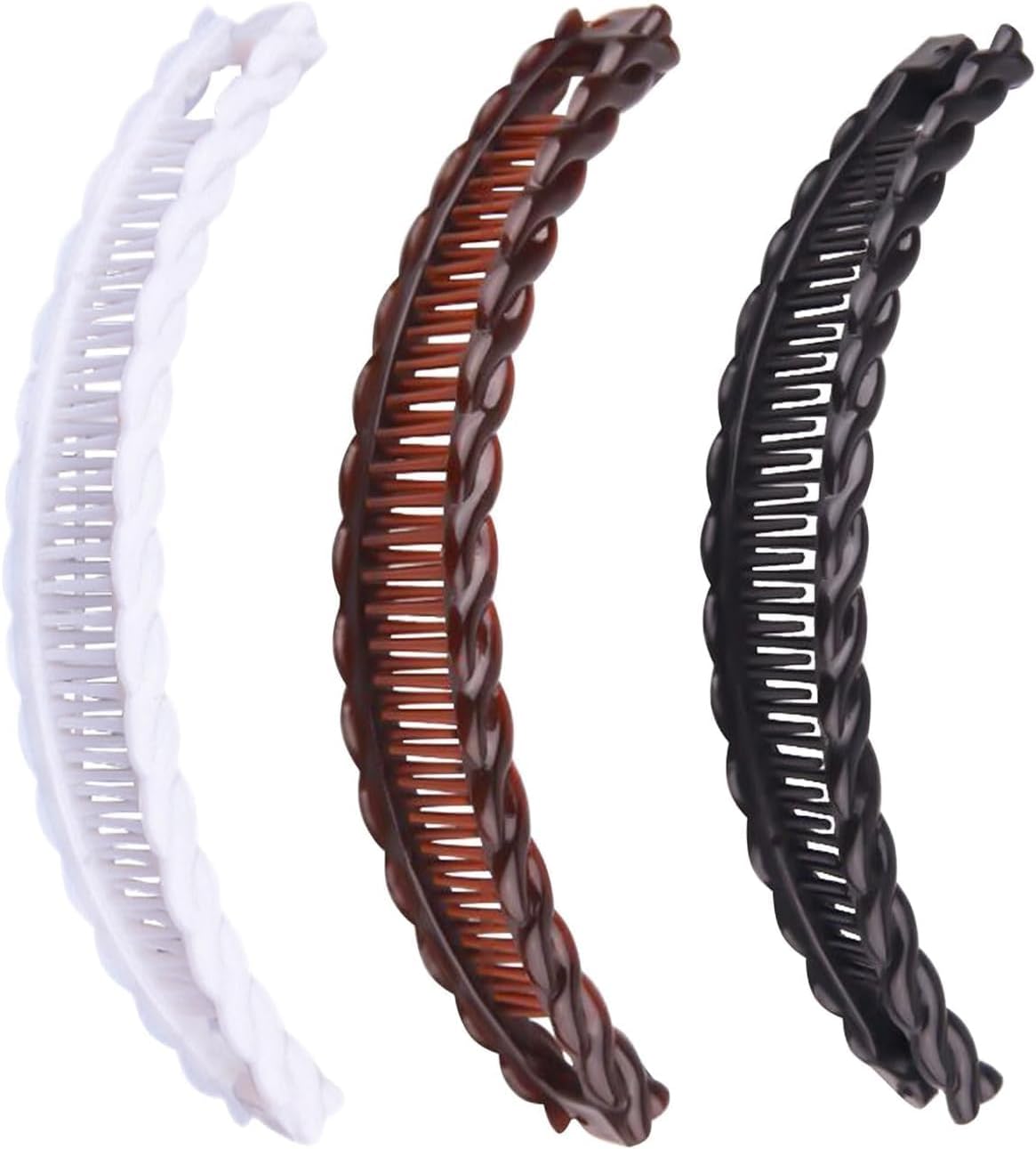 3Pcs Banana Clips Hair, Vintage Clincher Combs Banana Hair Clips Claws Hair Clips, Banana Clips Hair for Thick Hair (Black, White, Brown) - Image 1