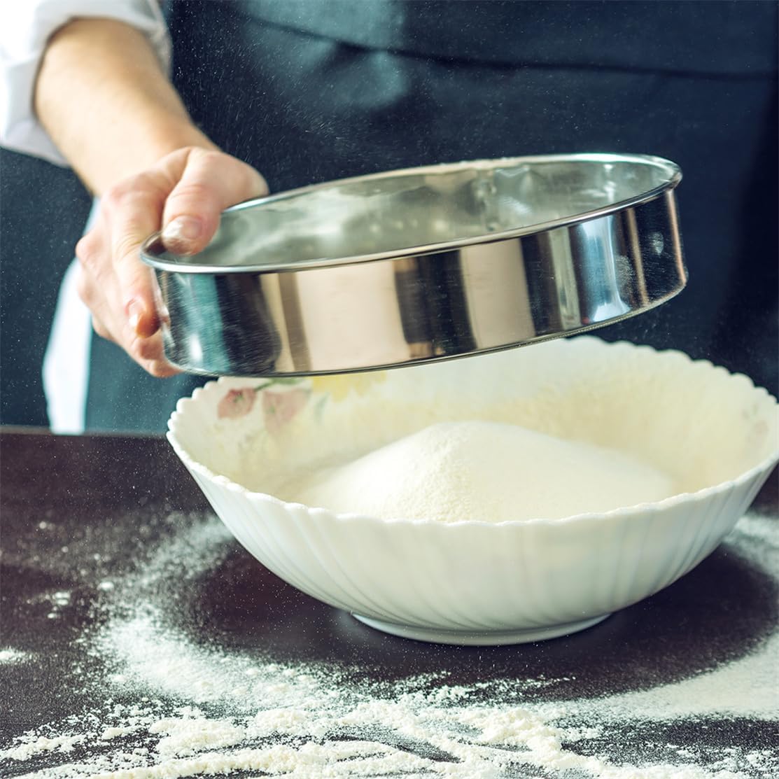 Flour Sieve Fine Mesh Stainless Steel Round Sifter 6 Inch 60 Mesh Sieves Strainer for Baking Straining Powdering - Image 5