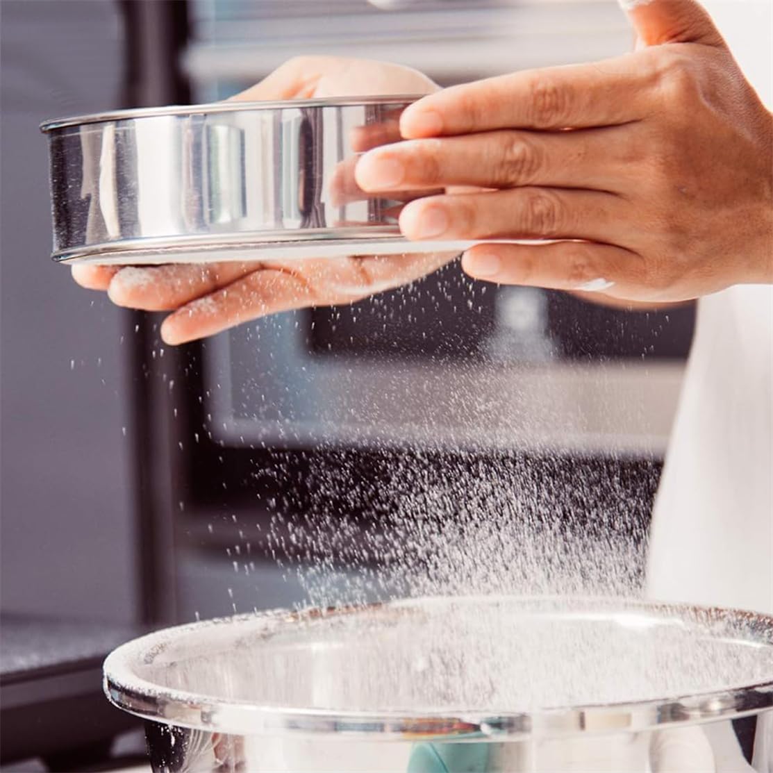 Flour Sieve Fine Mesh Stainless Steel Round Sifter 6 Inch 60 Mesh Sieves Strainer for Baking Straining Powdering - Image 6
