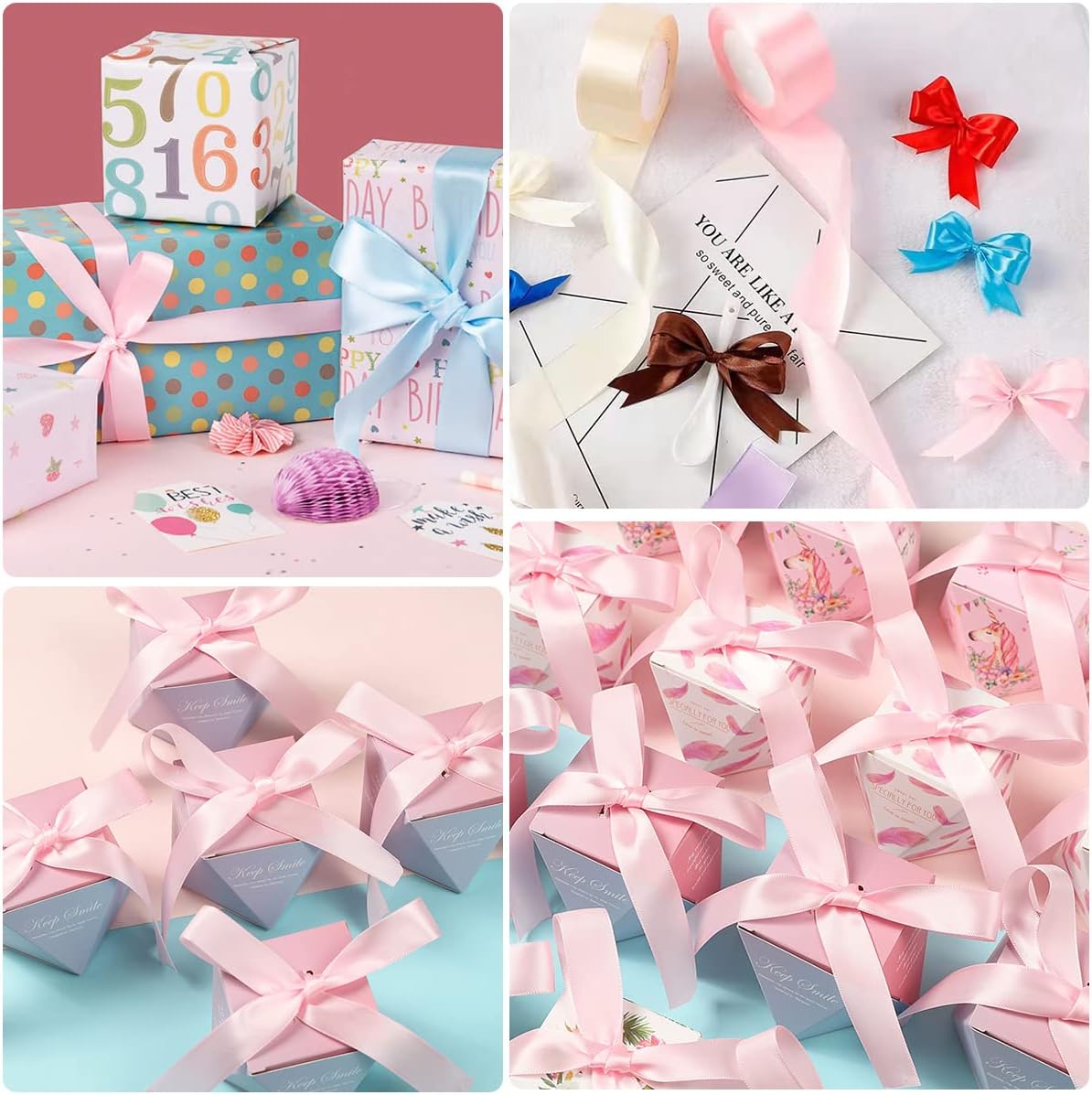 Blush Pink Ribbon 2 Inch x 25 Yards, Satin Fabric Ribbon for Christmas Gift Wrapping, Bows Making, Floral Bouquets, Wreaths, DIY Handicrafts, Sewing Projects, Birthday and Wedding Party Decoration - Image 2