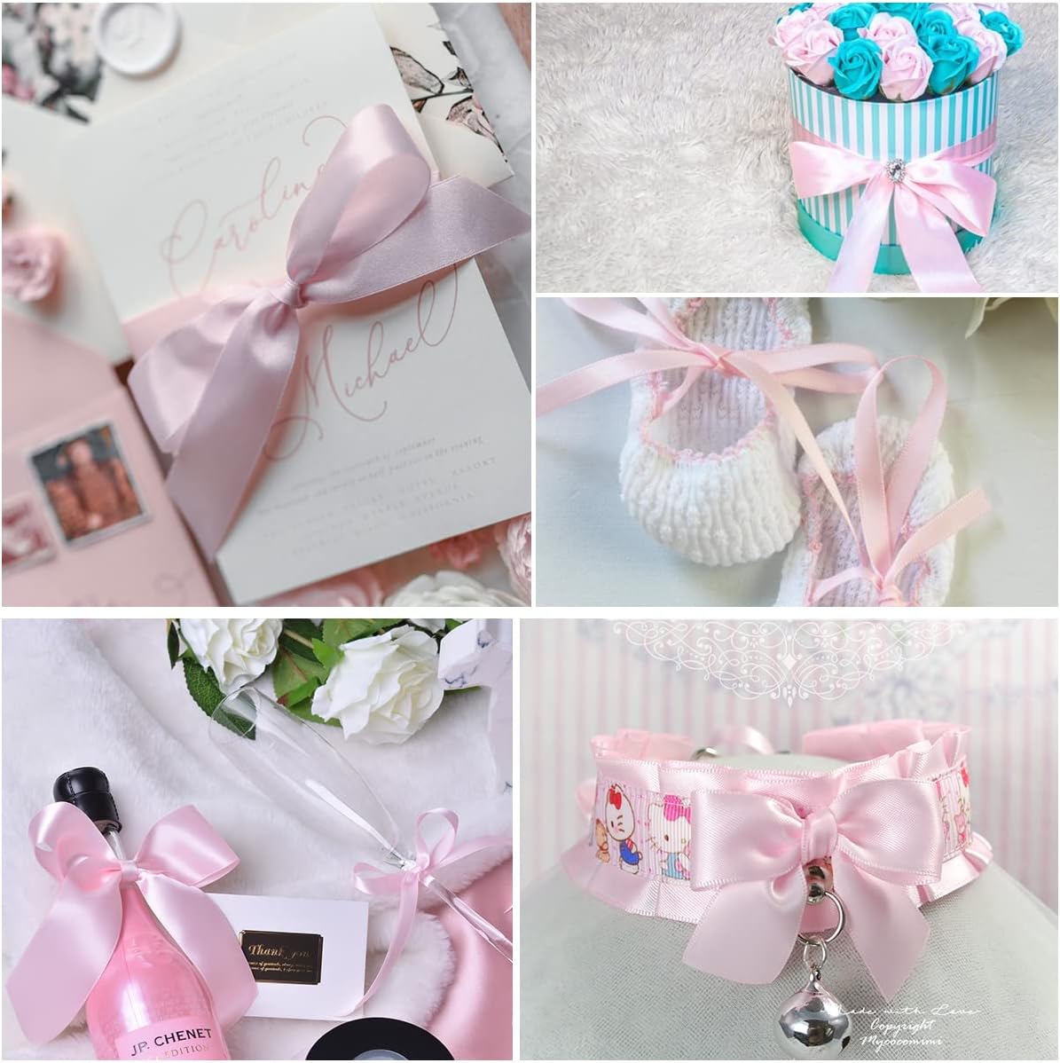 Blush Pink Ribbon 2 Inch x 25 Yards, Satin Fabric Ribbon for Christmas Gift Wrapping, Bows Making, Floral Bouquets, Wreaths, DIY Handicrafts, Sewing Projects, Birthday and Wedding Party Decoration - Image 3