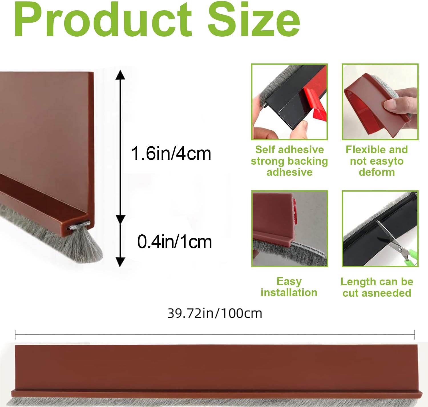 2 PCS Door Brush Bottom, Draft Stopper with Brush for Exterior Door, Bottom Seal Strip for Protection Against Bug, Dust, 2