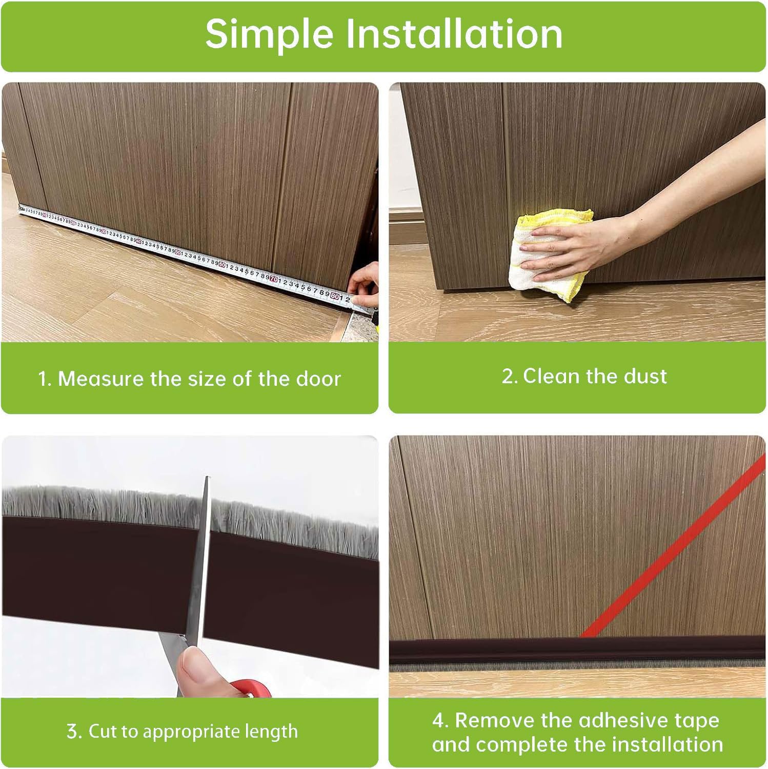 2 PCS Door Brush Bottom, Draft Stopper with Brush for Exterior Door, Bottom Seal Strip for Protection Against Bug, Dust, 2