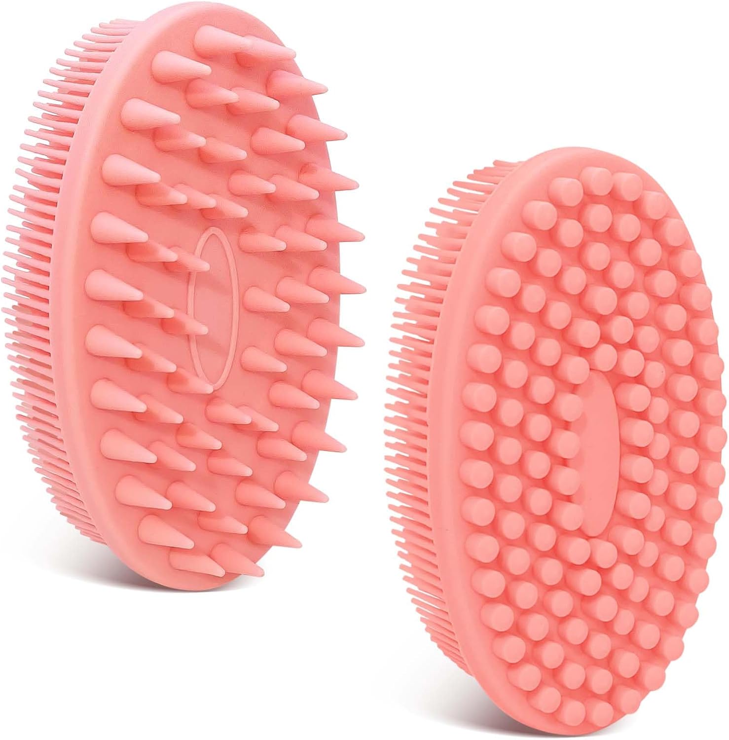 Soft Silicone Body Scrubber 2PCS, Dual-Side Silicone Loofah for Shower, Gentle Loofa Alternative, Replaceable Brush Head to be Used alone or with Long Handle (Pinkx2) - Image 1