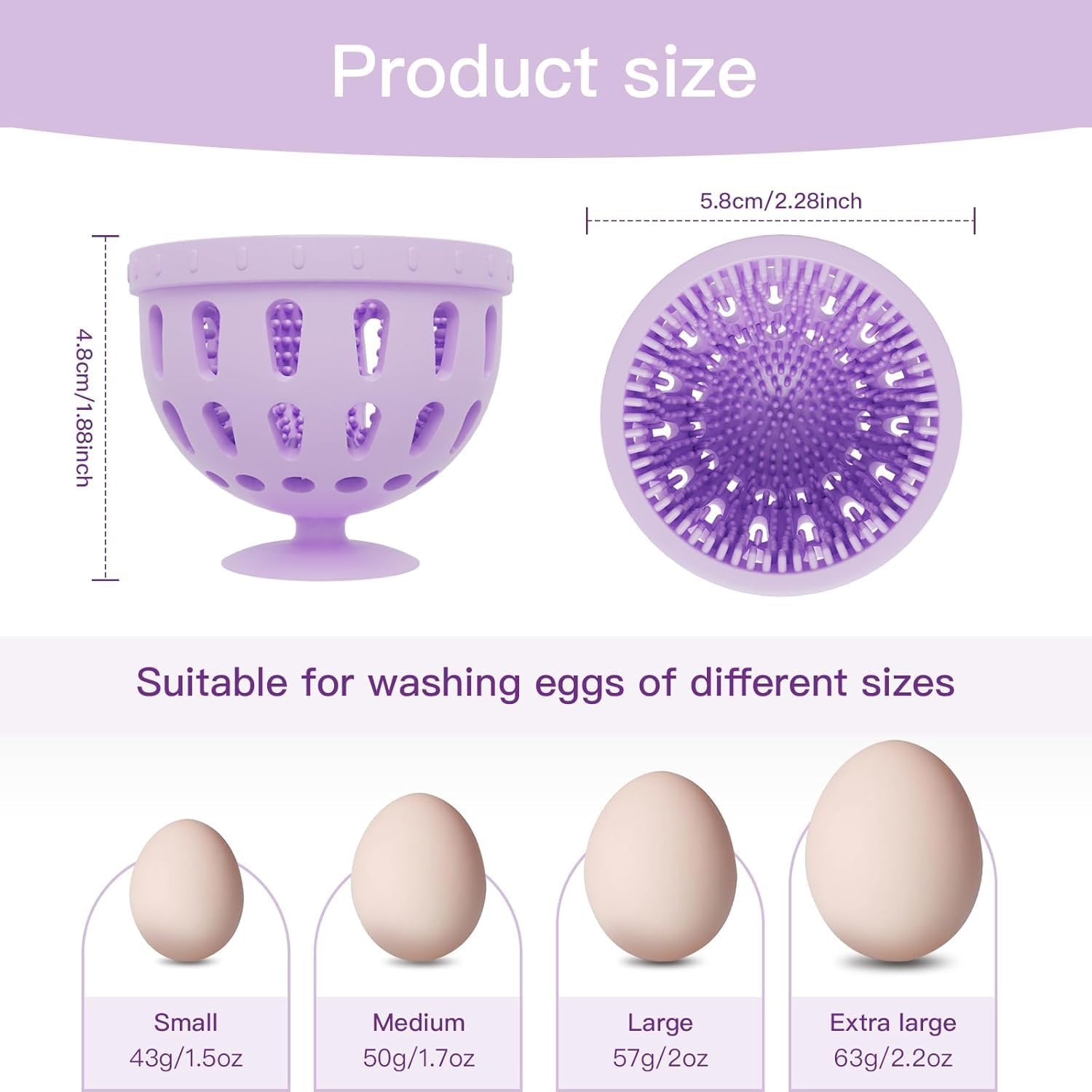Silicone Egg Brush Cleaner with Suction Cup, Premium Fresh Egg Washer and Brush for Easy Cleaning of Farm-Fresh Eggs (Green) - Image 2
