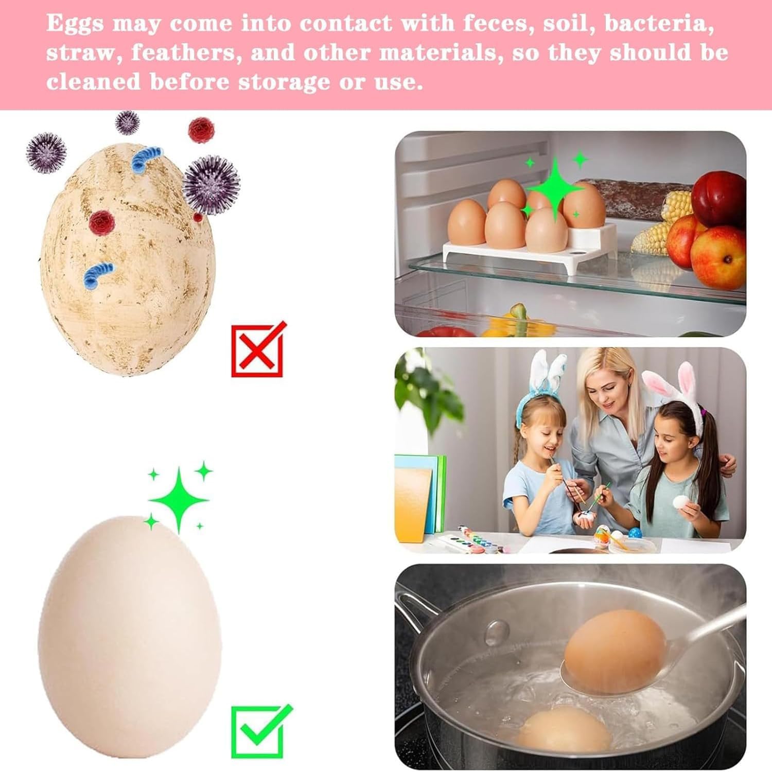 Silicone Egg Brush Cleaner with Suction Cup, Premium Fresh Egg Washer and Brush for Easy Cleaning of Farm-Fresh Eggs (Green) - Image 3