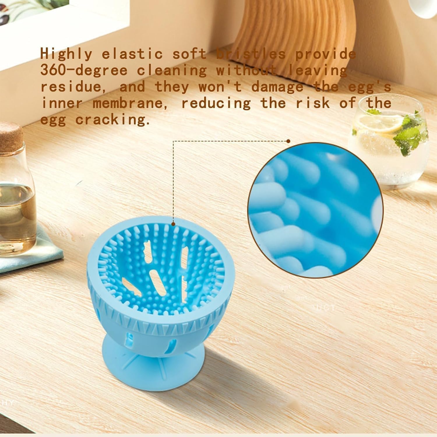 Silicone Egg Brush Cleaner with Suction Cup, Premium Fresh Egg Washer and Brush for Easy Cleaning of Farm-Fresh Eggs (Green) - Image 7