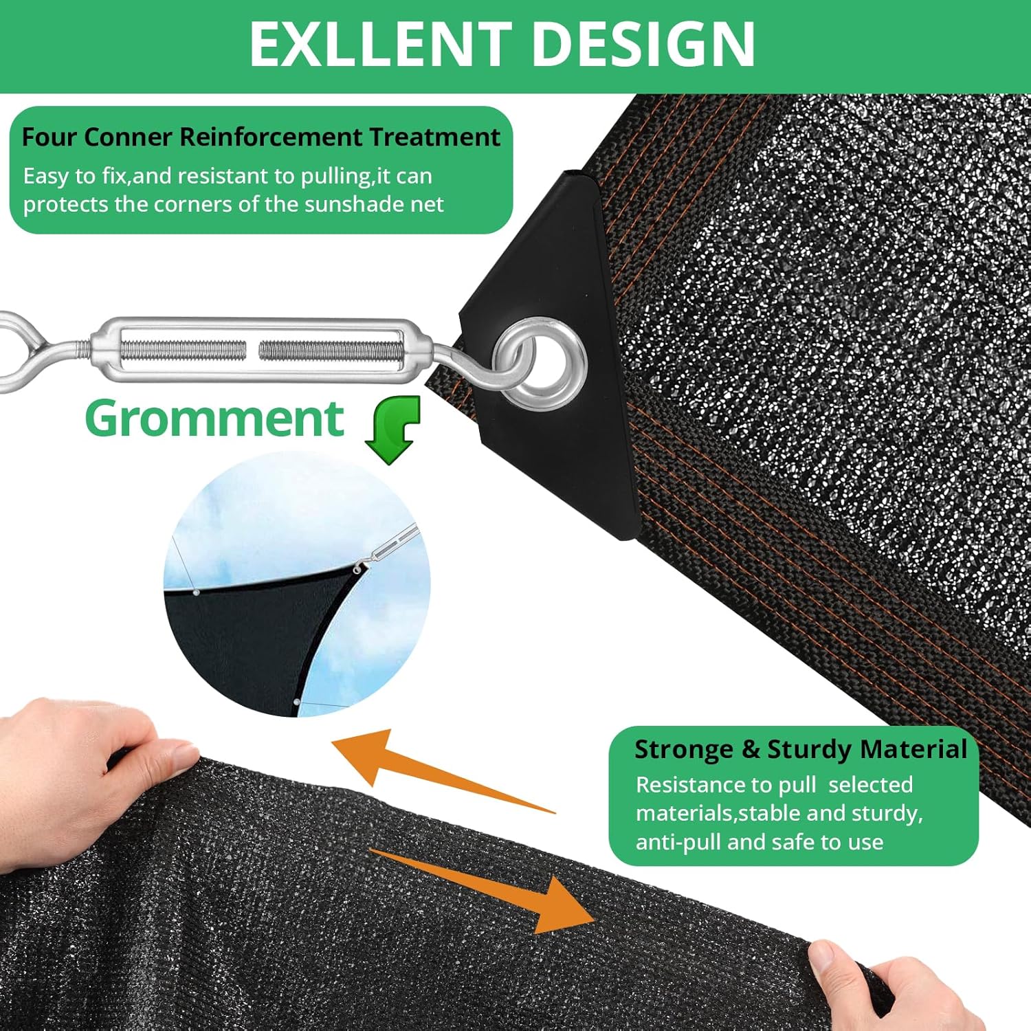 Garden 90% Shade Mesh Cloth,  10 x 20FT Sun Shade Net,Resistant Mesh Sun Shade Reinforced Grommets Shade Trap for Greenhouse,Plant,and Backyard Patio Sunshade,Pergola(Black-3x6m) - Image 3