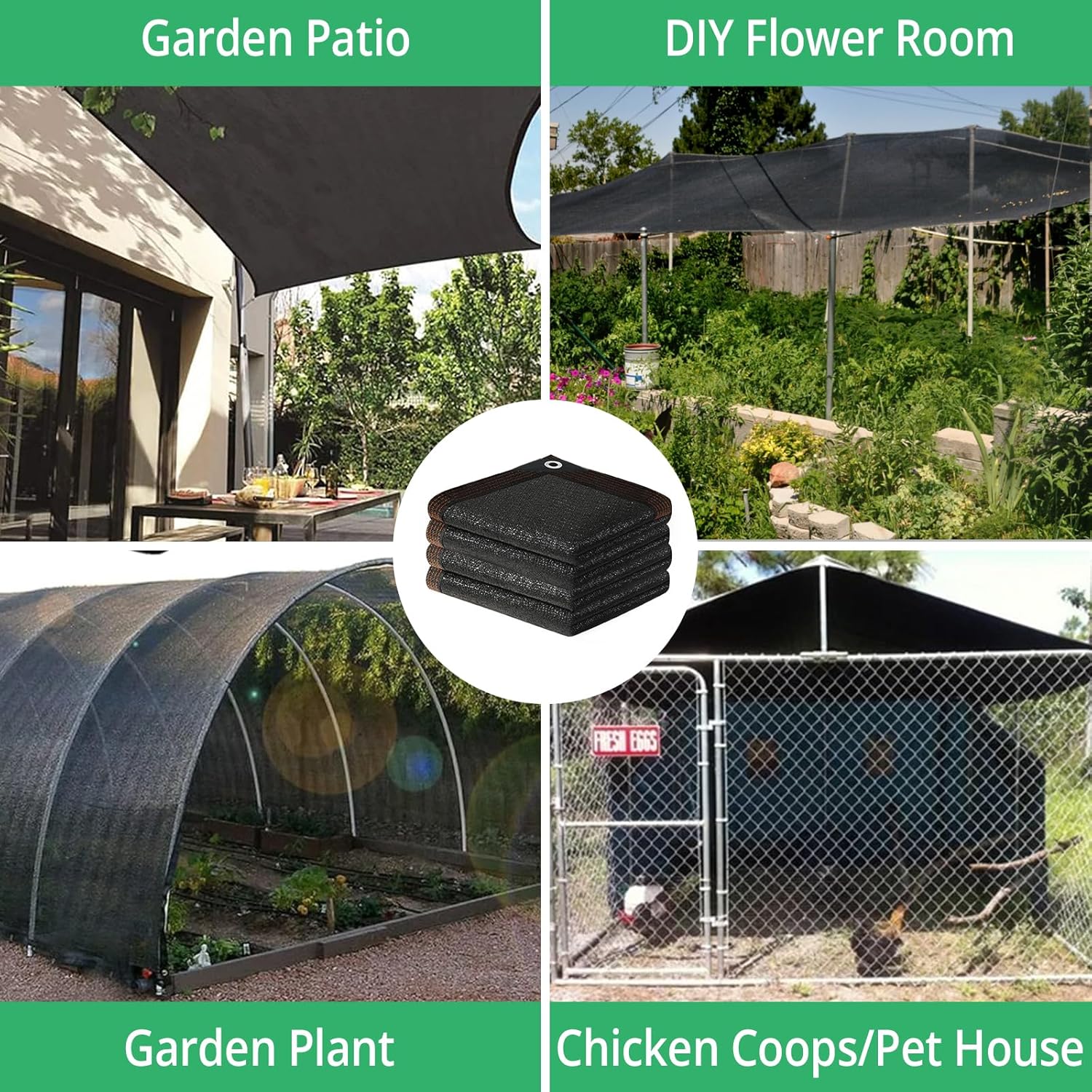 Garden 90% Shade Mesh Cloth,  10 x 20FT Sun Shade Net,Resistant Mesh Sun Shade Reinforced Grommets Shade Trap for Greenhouse,Plant,and Backyard Patio Sunshade,Pergola(Black-3x6m) - Image 5