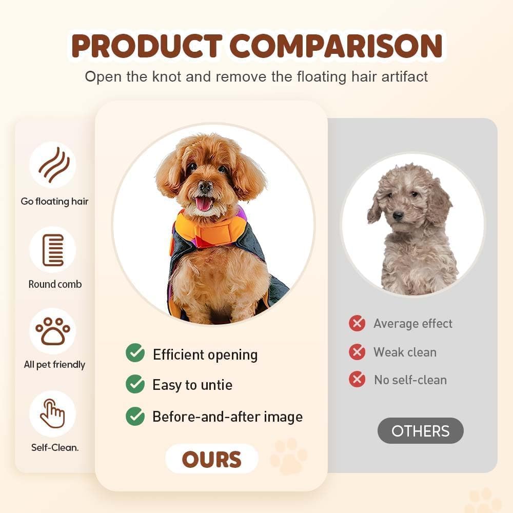 Avatore Zenbrush - Removes Fur & Relieves Pain, Zen Brush for Cats, Zenbrush Cat Comb, Self-Cleaning Cat Brush with Release Button, Cat Grooming Flea Brush for Short & Long Cat (orange,2pcs) - Image 3