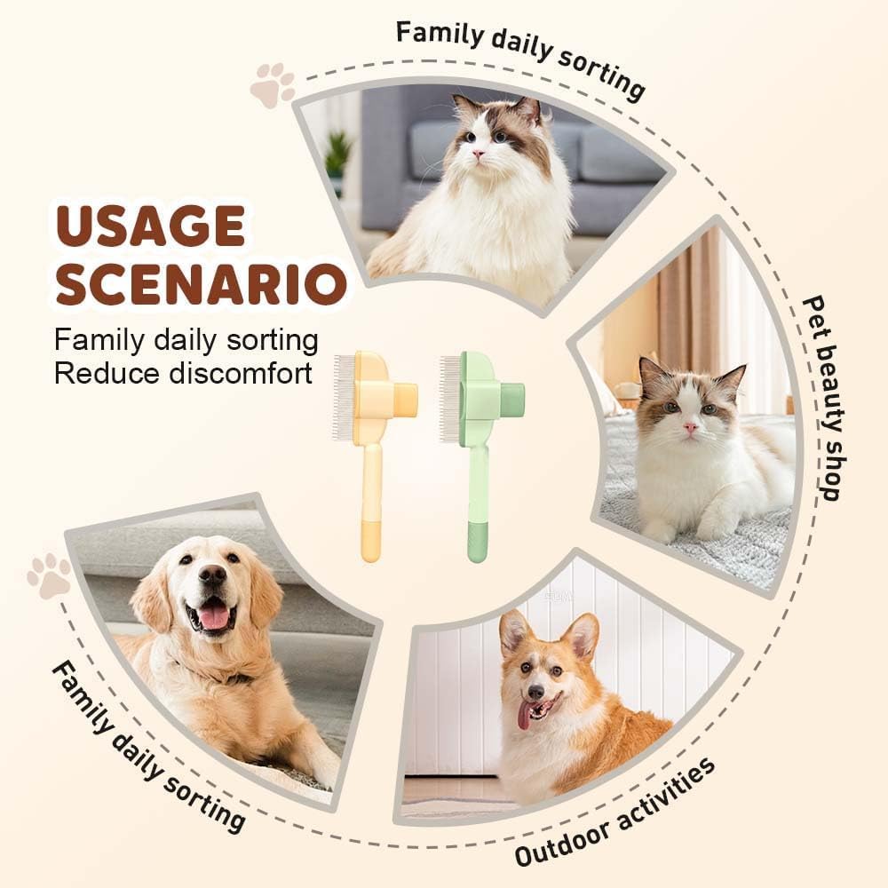 Avatore Zenbrush - Removes Fur & Relieves Pain, Zen Brush for Cats, Zenbrush Cat Comb, Self-Cleaning Cat Brush with Release Button, Cat Grooming Flea Brush for Short & Long Cat (orange,2pcs) - Image 6