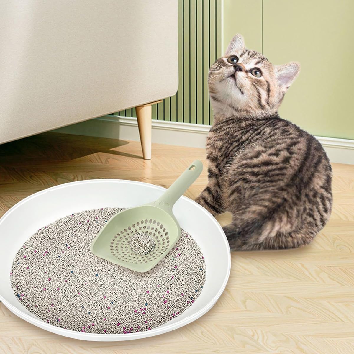 Cat Litter Scoop, Kitten Pooper Lifter, Non Stick Sifter Poop Cleaner Corner Shovel,Cat Feces Scoop, Cat Cleaning Supplies, A Variety Of Colors Available, Durable And Reliable (B) - Image 4