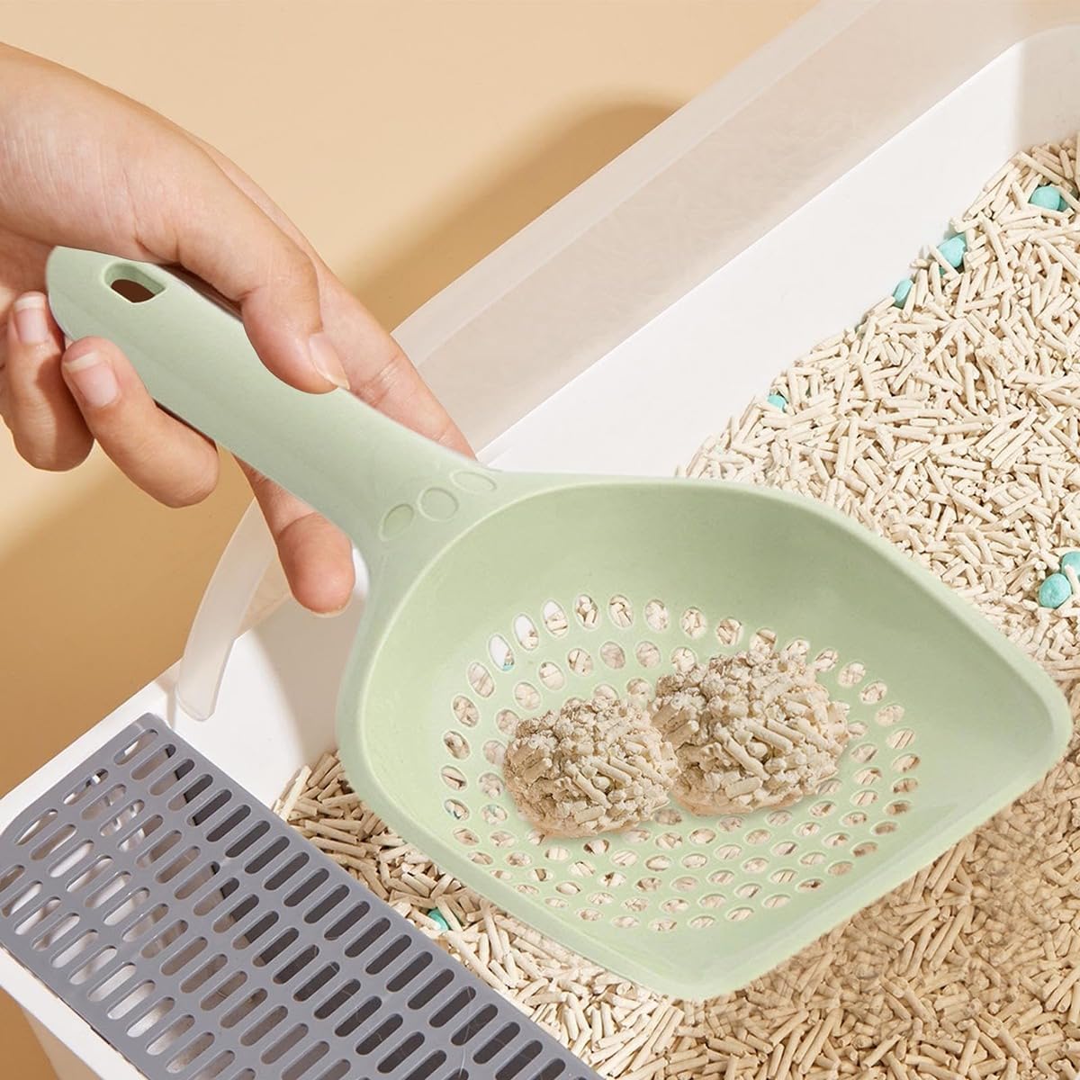 Cat Litter Scoop, Kitten Pooper Lifter, Non Stick Sifter Poop Cleaner Corner Shovel,Cat Feces Scoop, Cat Cleaning Supplies, A Variety Of Colors Available, Durable And Reliable (B) - Image 5