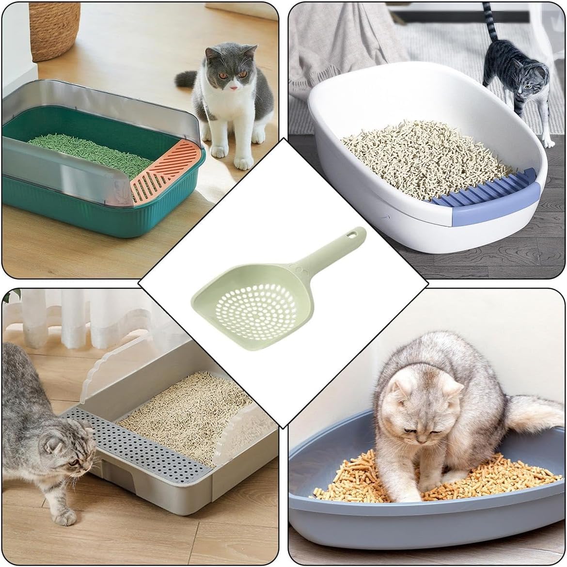Cat Litter Scoop, Kitten Pooper Lifter, Non Stick Sifter Poop Cleaner Corner Shovel,Cat Feces Scoop, Cat Cleaning Supplies, A Variety Of Colors Available, Durable And Reliable (B) - Image 6