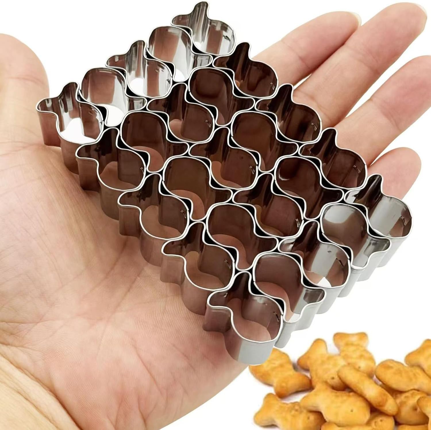 Gold Fish Cracker Cutter, 25 Cavity Mini Fish Cookie Cutter with Cleaning Brush Stainless Steel Fish Shaped Cutter Molds for Kids DIY and Baking. - Image 5
