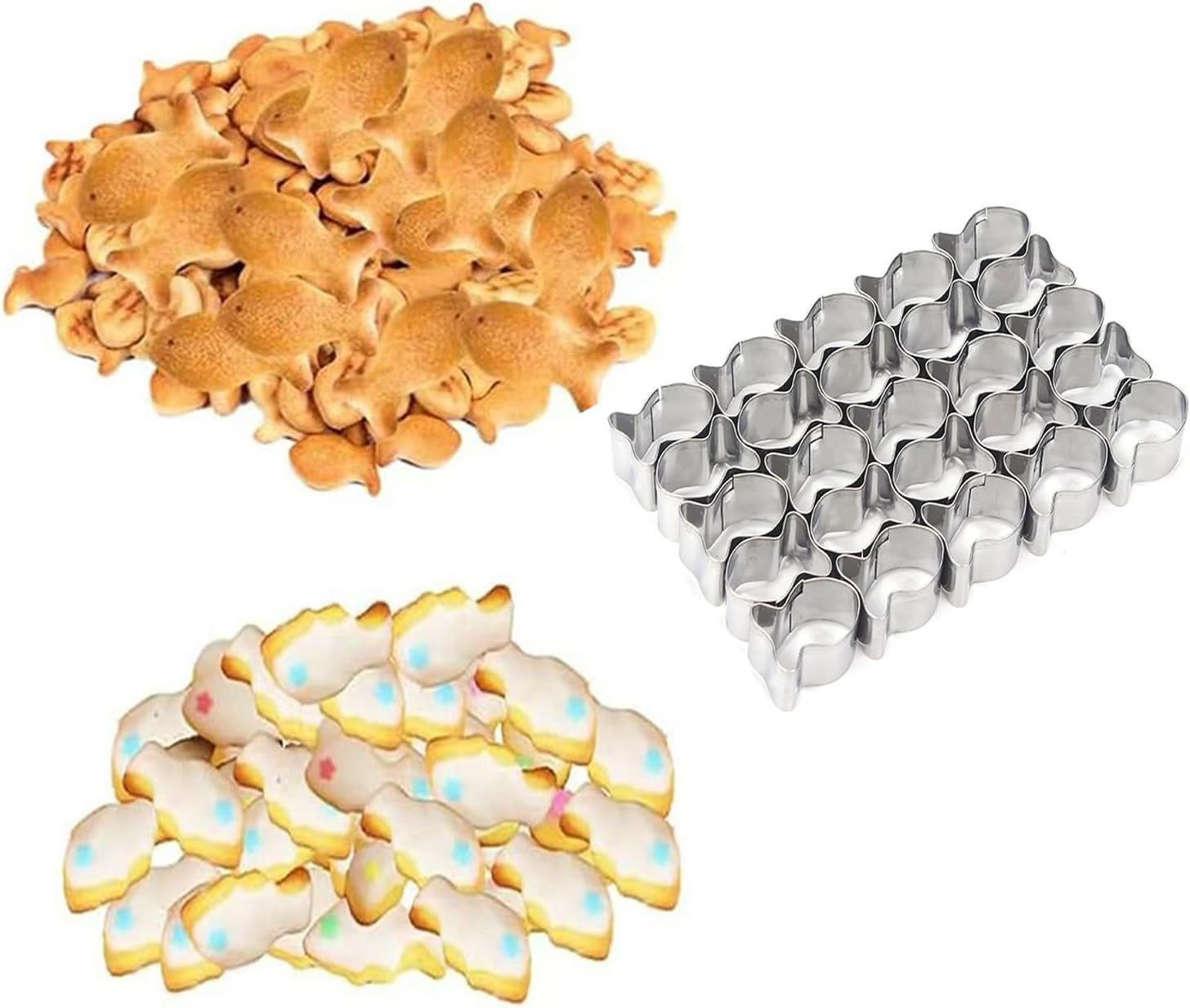 Gold Fish Cracker Cutter, 25 Cavity Mini Fish Cookie Cutter with Cleaning Brush Stainless Steel Fish Shaped Cutter Molds for Kids DIY and Baking. - Image 7