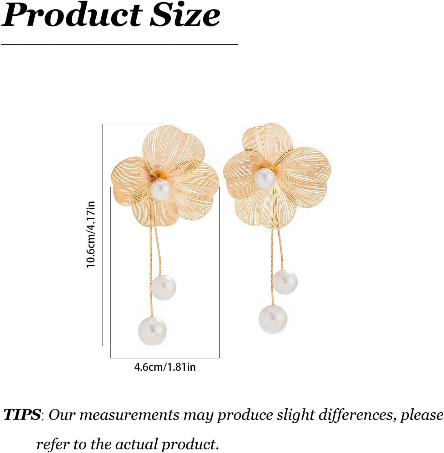 Gold Flower Earrings for Women Big Statement Flower Earrings 3D Floral Earrings Prom Wedding Jewelry - Image 6