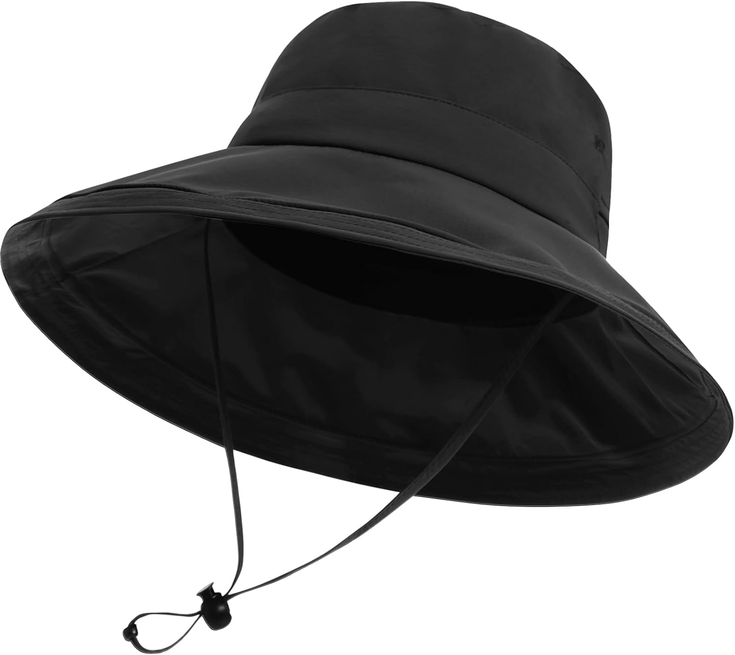 Sun Hats for Women, Wide Brim Waterproof Bucket Hat, Summer Beach Packable Ponytail Hat,UPF 50+ UV Protection - Image 1