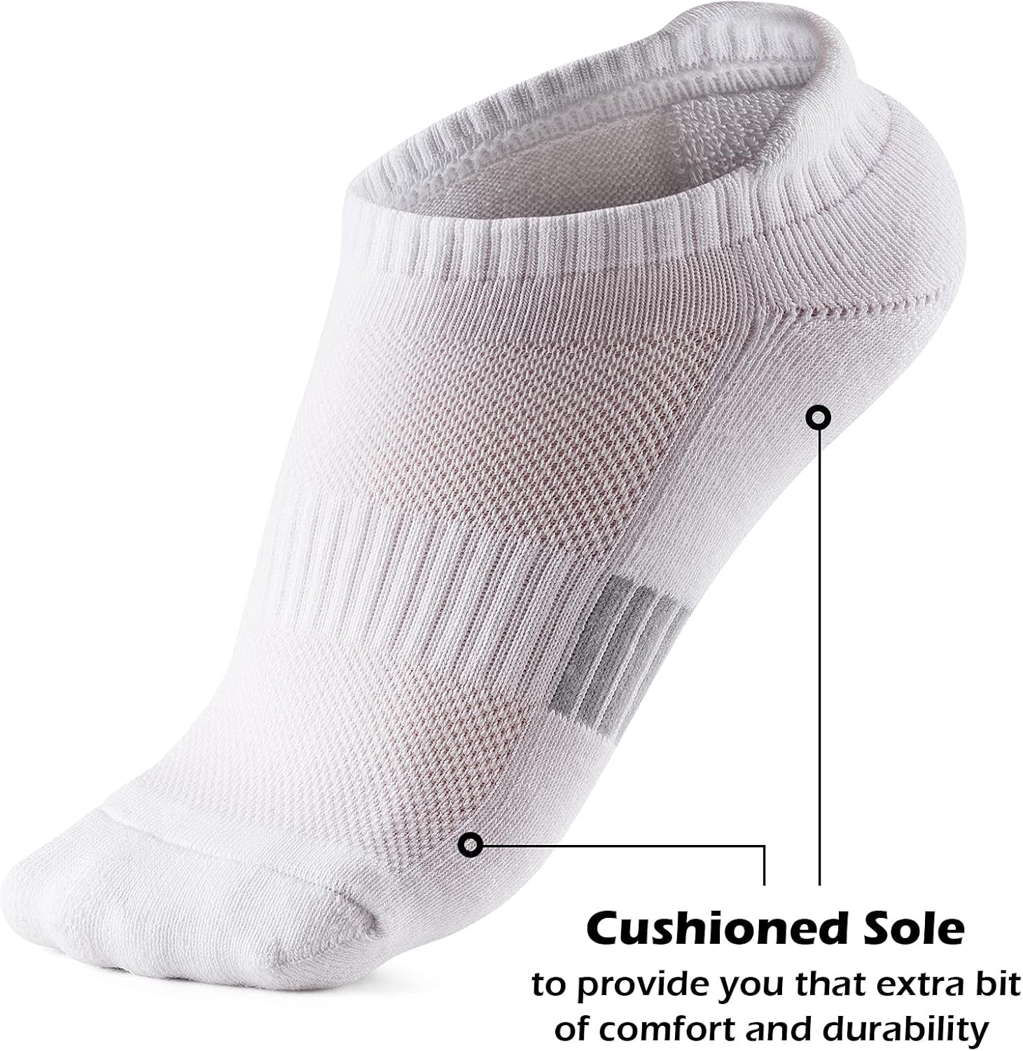 Ankle Socks Womens Running Athletic No Show Socks Cushioned 5-Pairs - Image 3