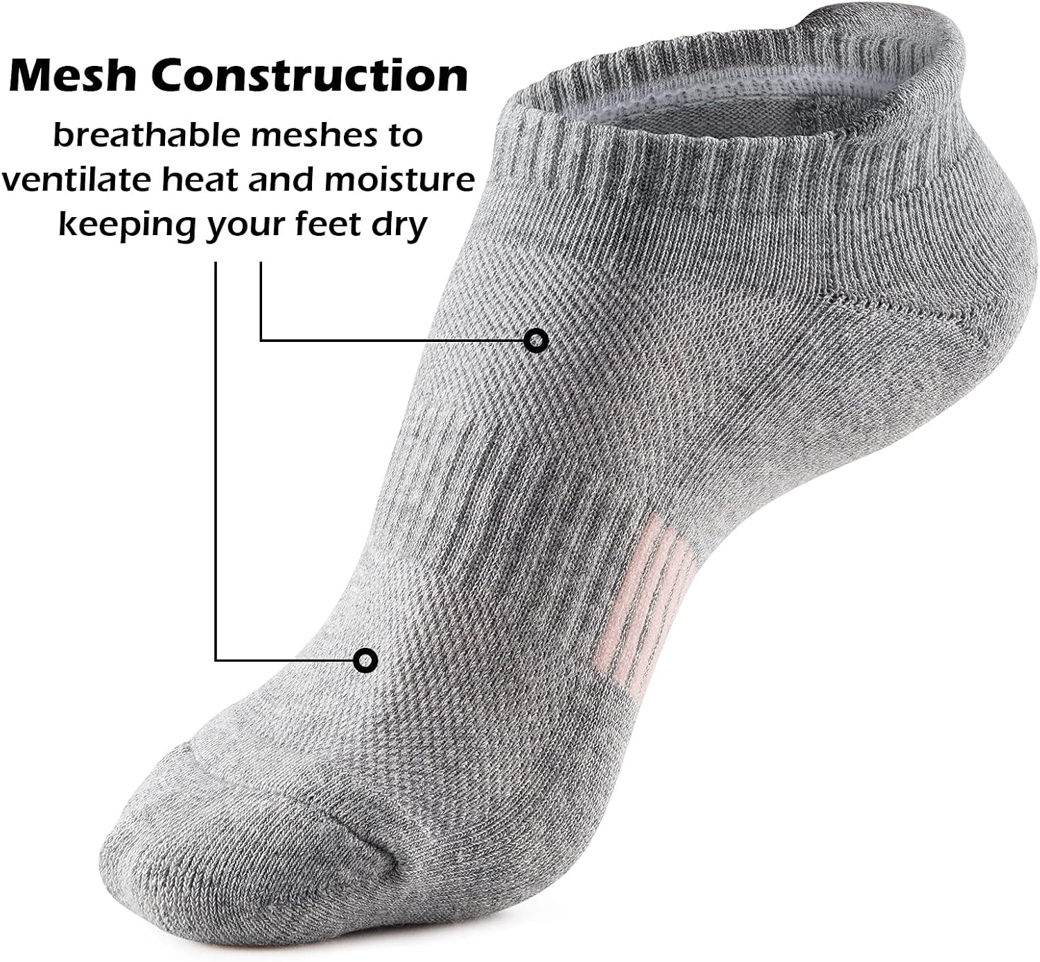 Ankle Socks Womens Running Athletic No Show Socks Cushioned 5-Pairs - Image 5