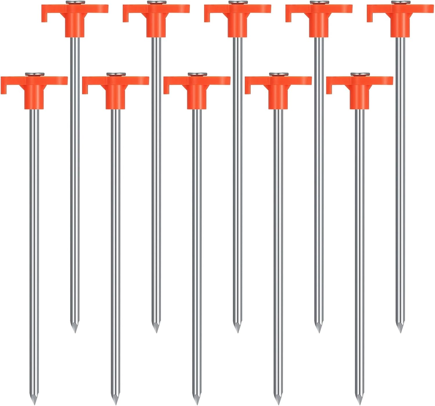 10 Pcs Tent Pegs Heavy Duty Metal Tent Stakes Heavy Duty 7.87inch Ground Pegs for Awnings for Hard Ground, Camping - Image 1