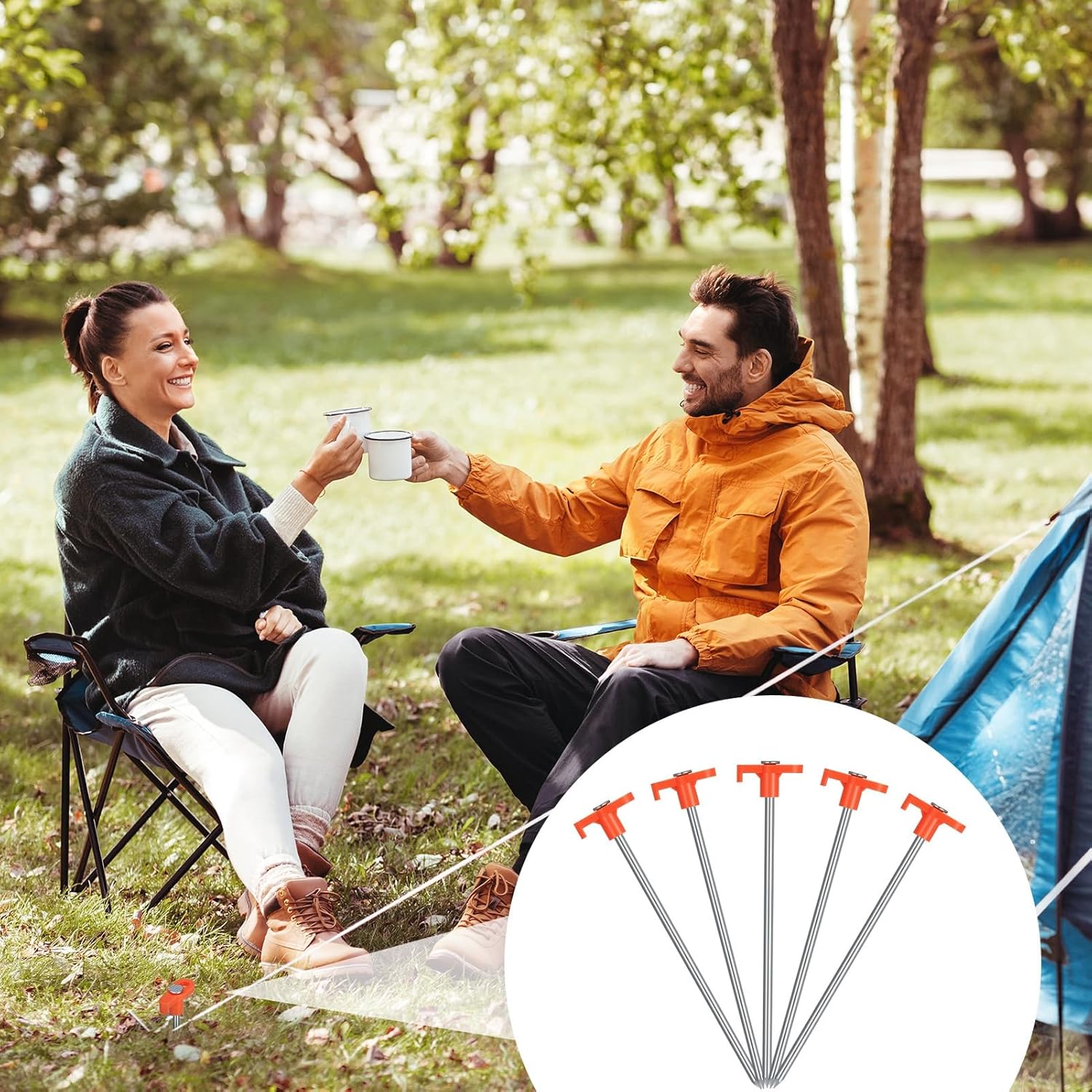 10 Pcs Tent Pegs Heavy Duty Metal Tent Stakes Heavy Duty 7.87inch Ground Pegs for Awnings for Hard Ground, Camping - Image 6