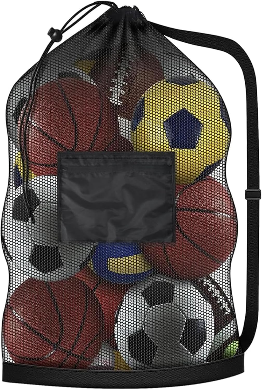 40 * 28 in Extra Large Sports Ball Bag Mesh, Heavy Duty Soccer Ball Net Bag, Con Adjustable Shoulder Strap, for Swimming, Diving, Travel, Gym, Camping, Training, Sports - Image 1