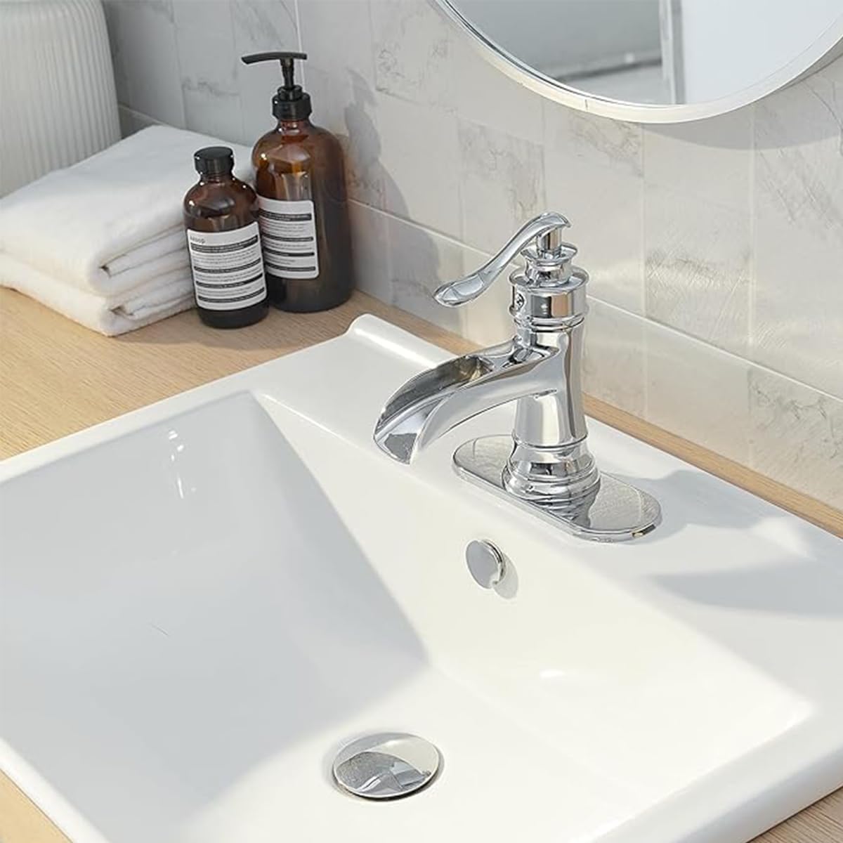 2PCS 6 inch Sink Faucet Hole Cover,Deck Plate Escutcheon for Kitchen Faucet,Sink Hole Cover,Plate for Bathroom Sink,Plumbing Cover Plates,Deck Plate for Pull Down Faucet:Stainless Steel (Chrome) - Image 3