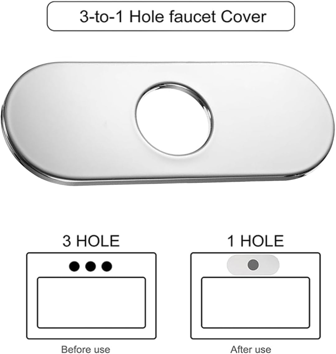 2PCS 6 inch Sink Faucet Hole Cover,Deck Plate Escutcheon for Kitchen Faucet,Sink Hole Cover,Plate for Bathroom Sink,Plumbing Cover Plates,Deck Plate for Pull Down Faucet:Stainless Steel (Chrome) - Image 5