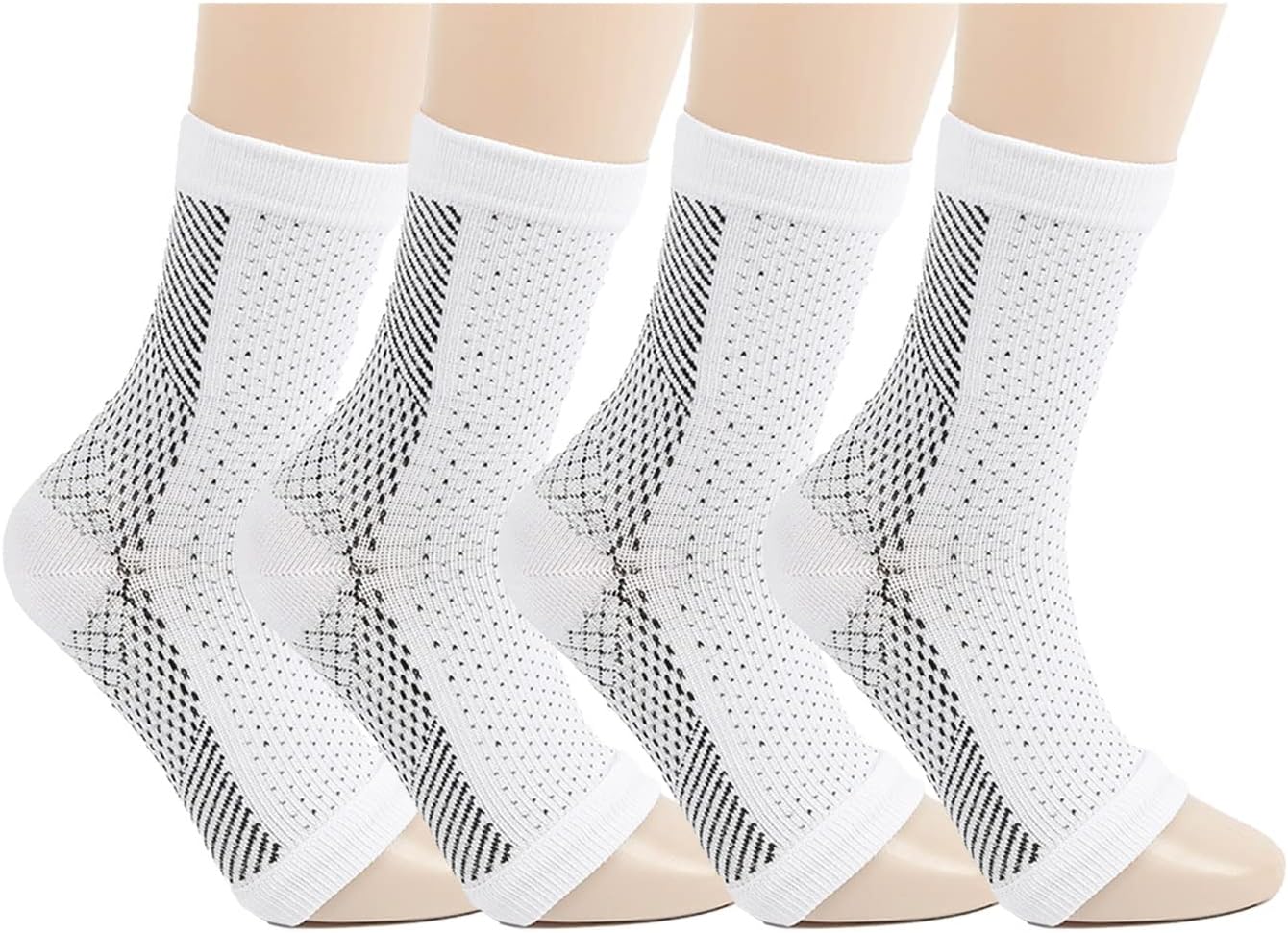 Soothrelieve Compression Socks, Anti Fatigue Compression Foot Sleeves for Men & Women, Ankle Brace Compression Sleeve, for Pain Relief and Plantar Fasciitis (S/M,White 4 Pairs) - Image 1