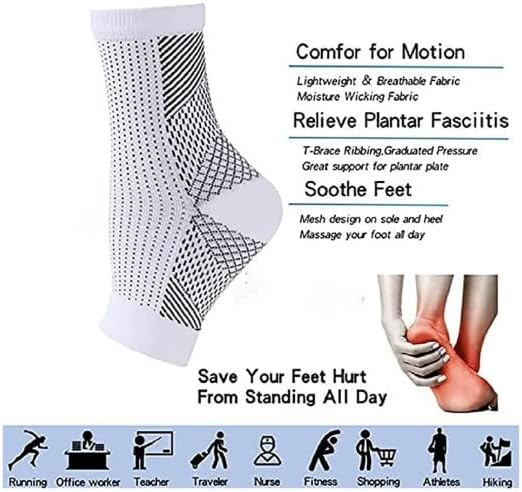 Soothrelieve Compression Socks, Anti Fatigue Compression Foot Sleeves for Men & Women, Ankle Brace Compression Sleeve, for Pain Relief and Plantar Fasciitis (S/M,White 4 Pairs) - Image 3