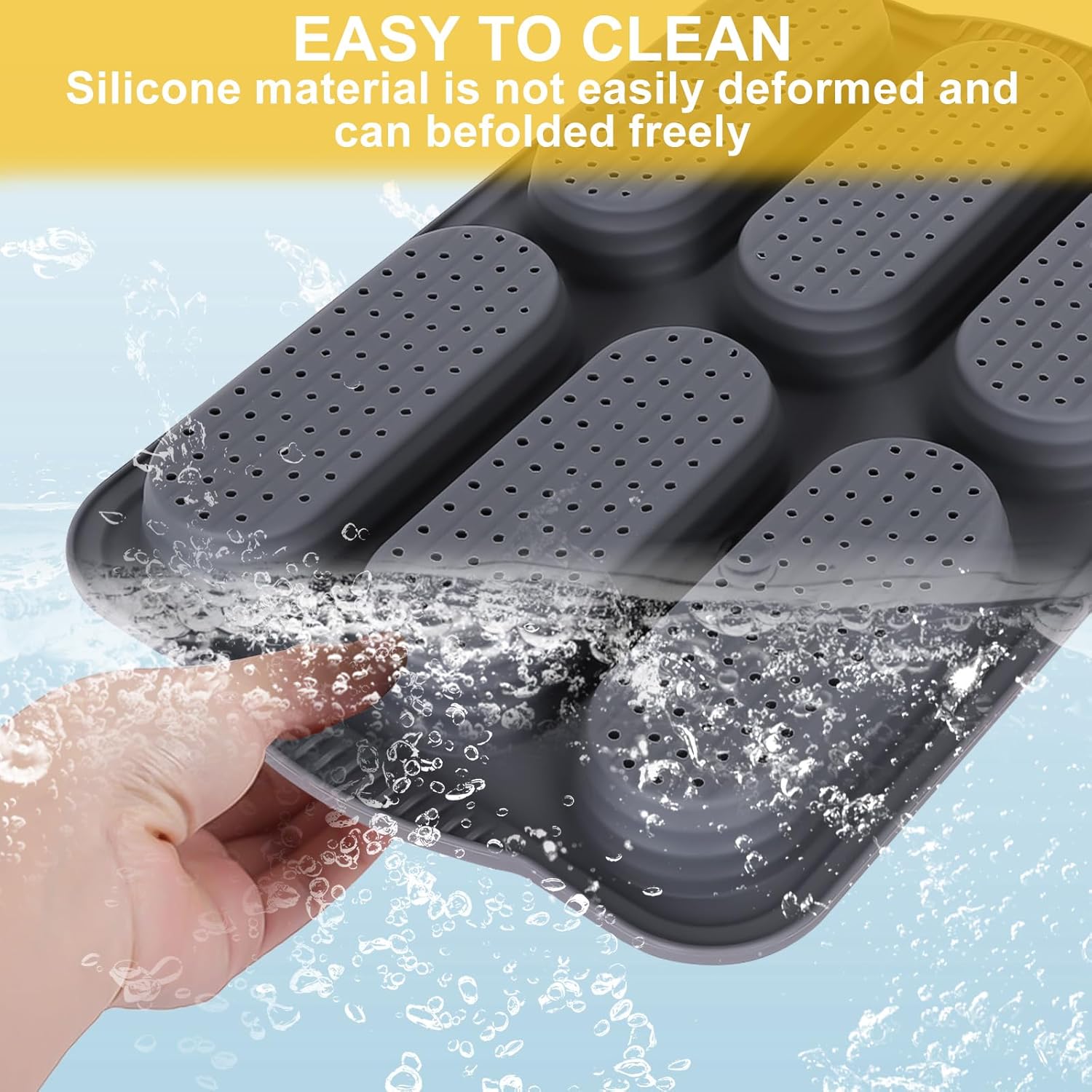 Hot Dog Bun Pan, Baguette Sandwich Baking Tray, with Oil Brush, Non-Stick Mold for French Bread, Sandwiches, Microwave, Oven Safe (A) - Image 6