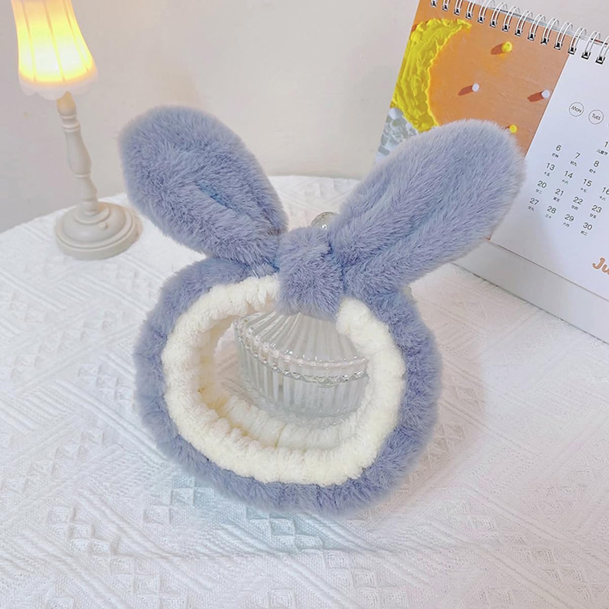Skin Care Headband, Face Washing band, Bunny Ears, Bath Shower, Girls Elastic Makeup (C, M) - Image 3