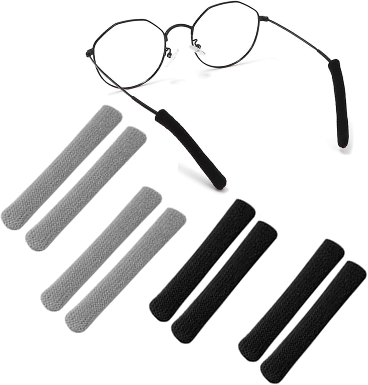 4 Pairs Soft Cotton Glasses Ear Grips – Anti-Slip, Pain Relief Ear Cushions for All-Day Wear | Universal Fit for Reading/Sunglasses/Sport, Lightweight & Washable - Image 1