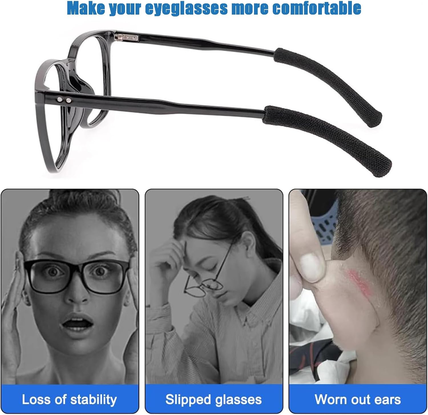 4 Pairs Soft Cotton Glasses Ear Grips – Anti-Slip, Pain Relief Ear Cushions for All-Day Wear | Universal Fit for Reading/Sunglasses/Sport, Lightweight & Washable - Image 3