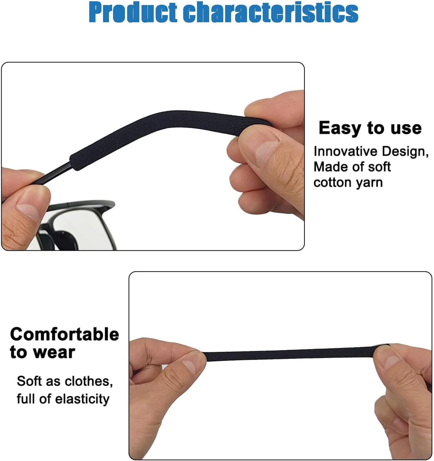 4 Pairs Soft Cotton Glasses Ear Grips – Anti-Slip, Pain Relief Ear Cushions for All-Day Wear | Universal Fit for Reading/Sunglasses/Sport, Lightweight & Washable - Image 4