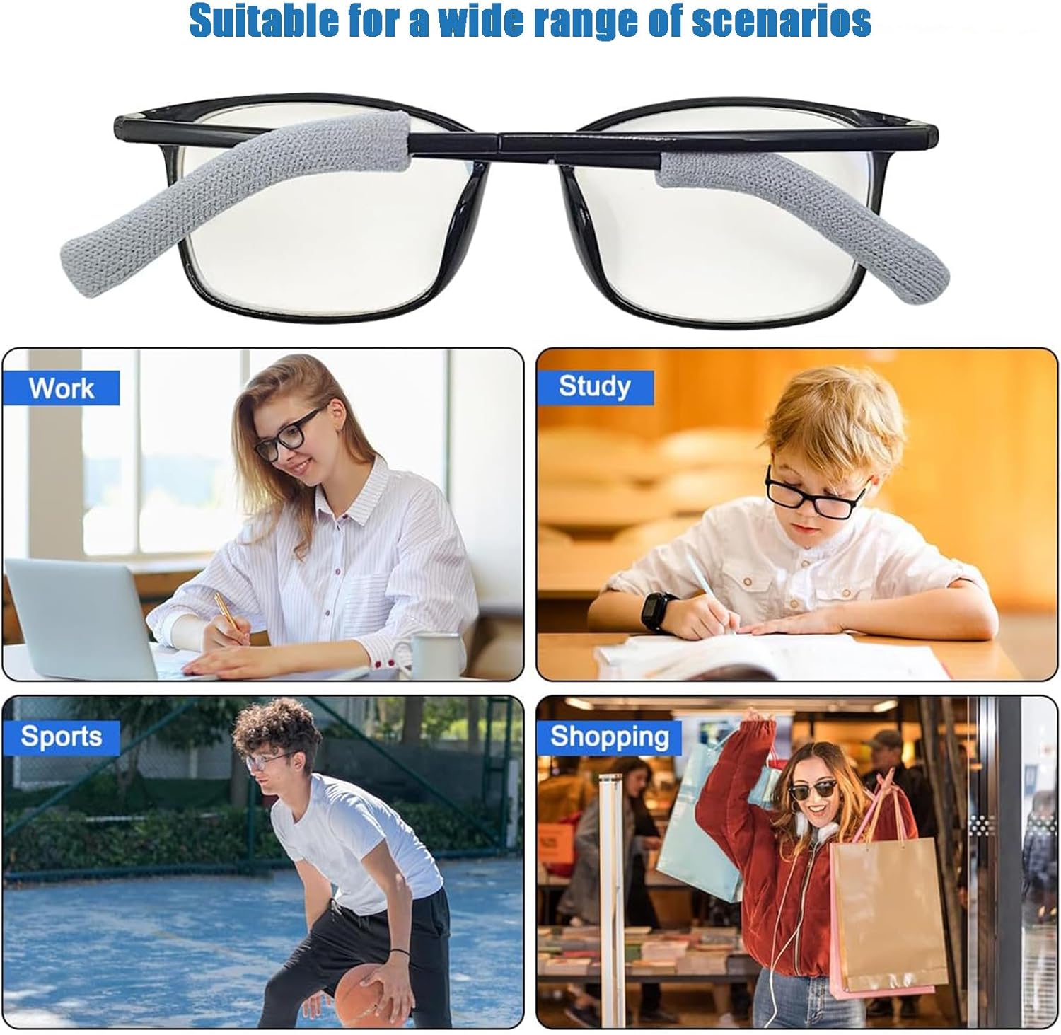 4 Pairs Soft Cotton Glasses Ear Grips – Anti-Slip, Pain Relief Ear Cushions for All-Day Wear | Universal Fit for Reading/Sunglasses/Sport, Lightweight & Washable - Image 5