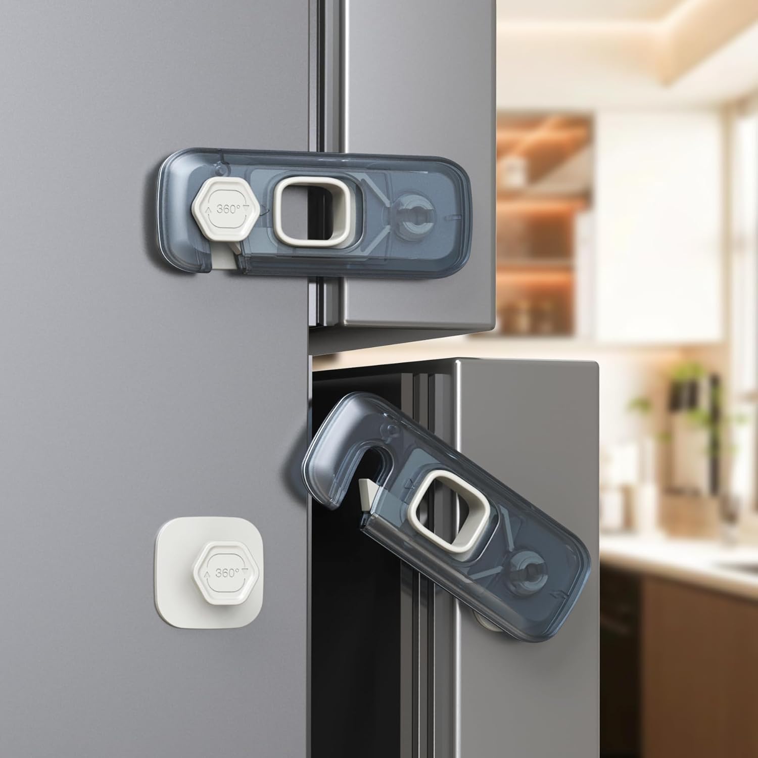 5 Pack Child Proof Refrigerator Lock, Fridge Locks for Kids with Sticky Adhesive Pads, Child Safety Locks for Doors, RV Refrigerator, Oven Lock Child Safety Baby Cabinet Locks - Image 1
