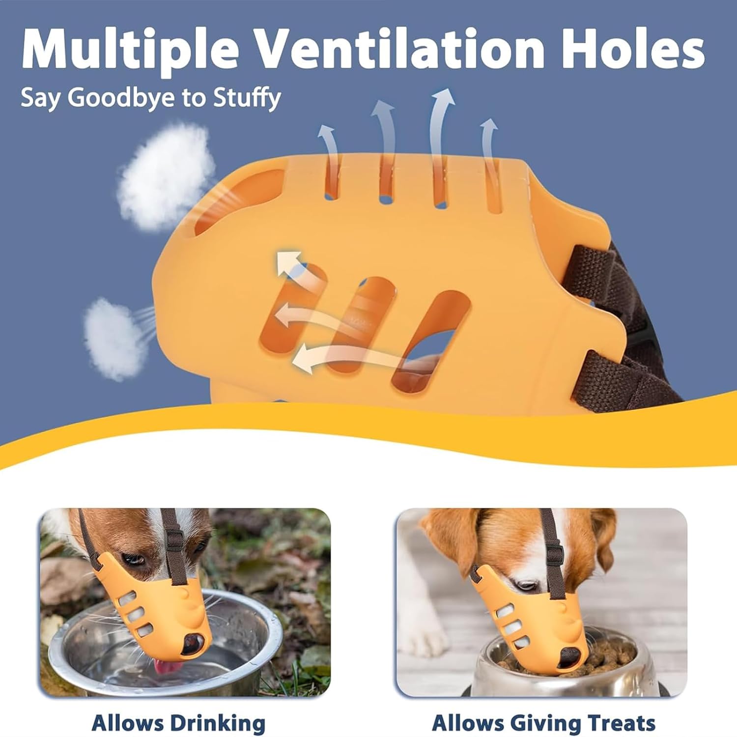 Silicone Dog Muzzle, Soft Muzzle for Small Medium Dogs, Breathable Silicone Cage Mouth Cover for Poodle Dachshund to Prevent Biting and Chewing Adjustable Head Strap (S,Orange) - Image 5
