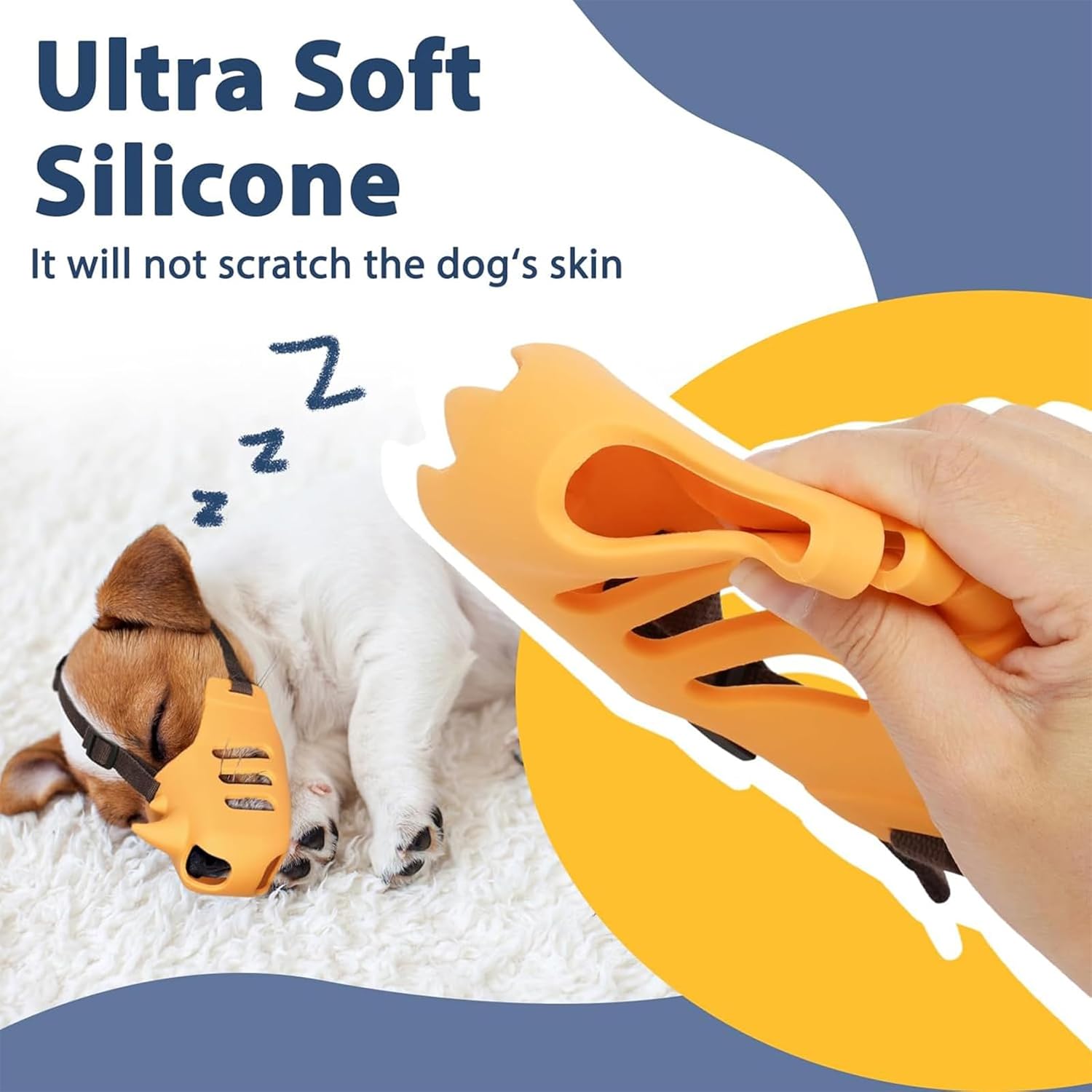 Silicone Dog Muzzle, Soft Muzzle for Small Medium Dogs, Breathable Silicone Cage Mouth Cover for Poodle Dachshund to Prevent Biting and Chewing Adjustable Head Strap (S,Orange) - Image 7