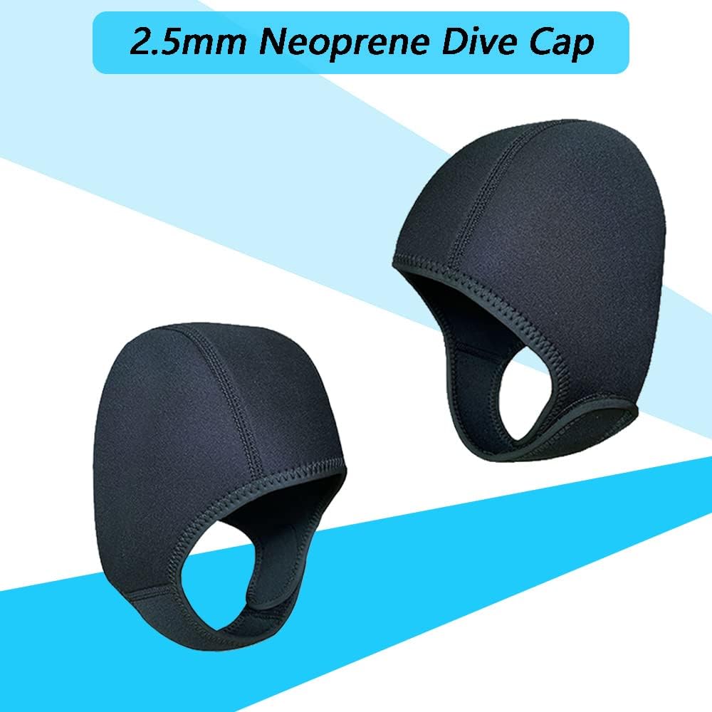 2.5mm Neoprene Dive Cap Surf Cap,Diving Hat,Thermal Wetsuit Hood Cap with Chin Strap,Windproof Cap for Surfing Kayak Rafting Canoe Snorkeling Water Sports - Image 5
